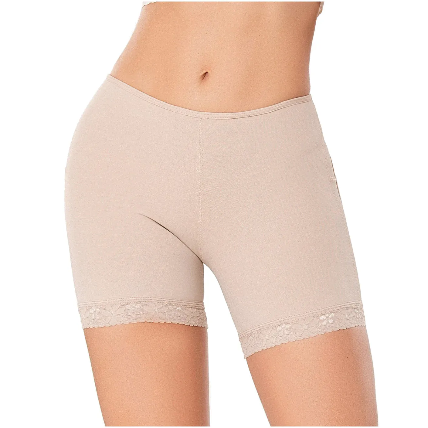 Diane & Geordi 2398 | Butt Lifter Mid Thigh Faja Shorts with Cut Outs