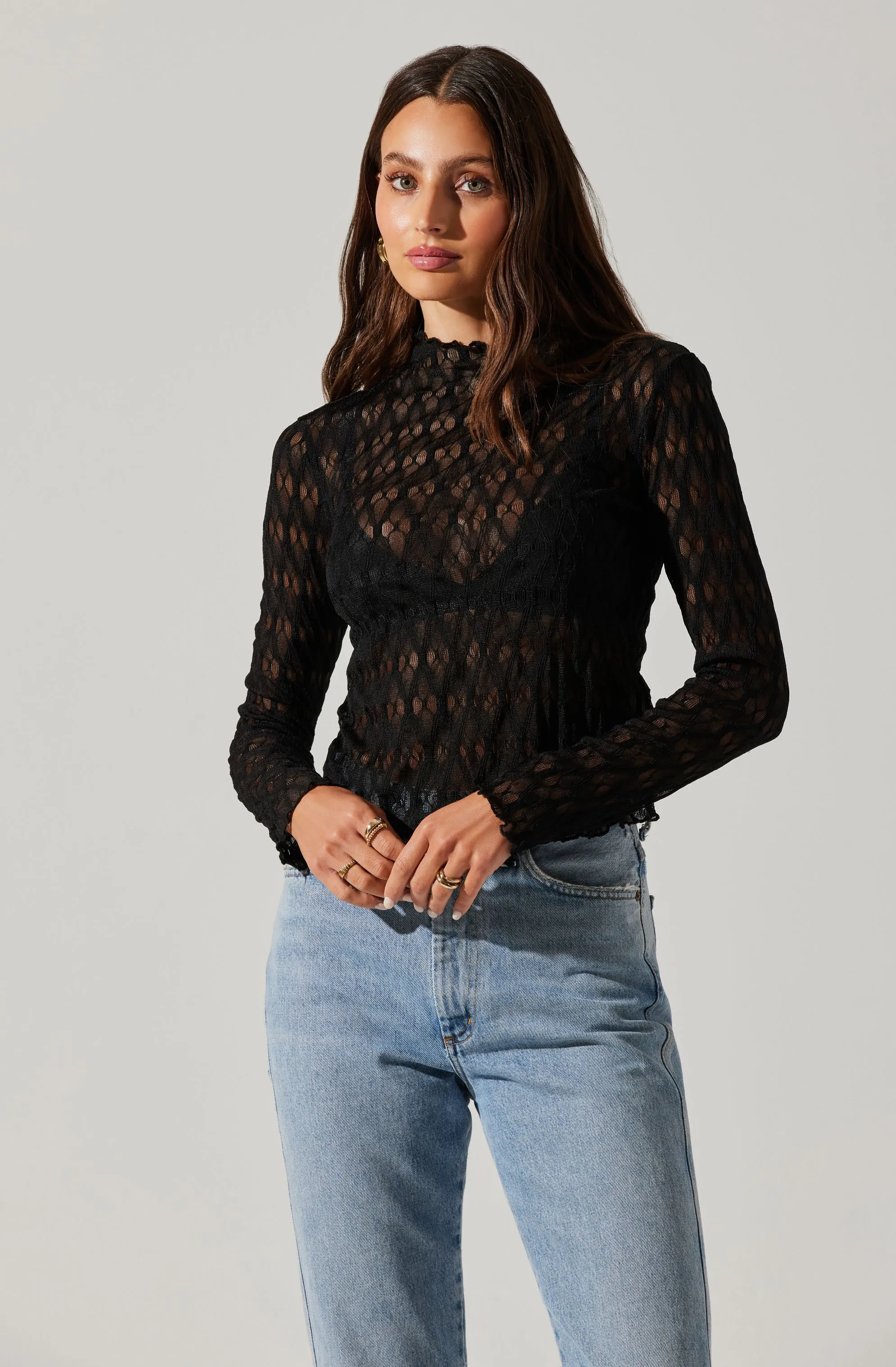 Dorset Sheer Mock Neck Top