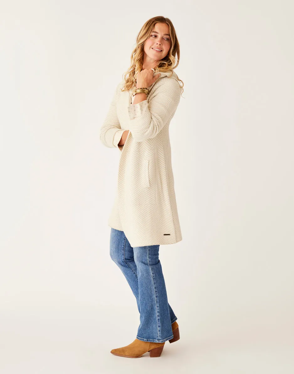 Durango Plush Cardigan: Cement Herringbone