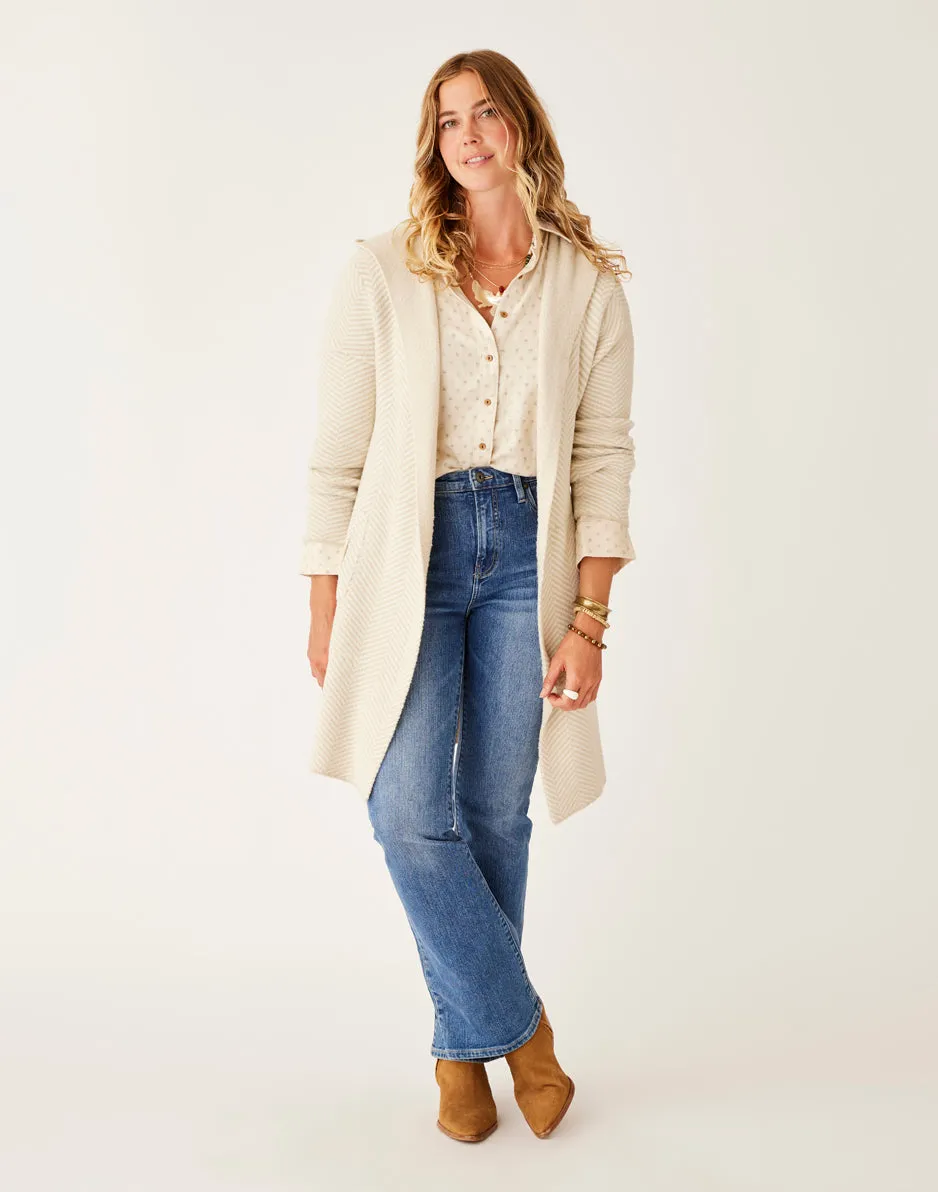 Durango Plush Cardigan: Cement Herringbone