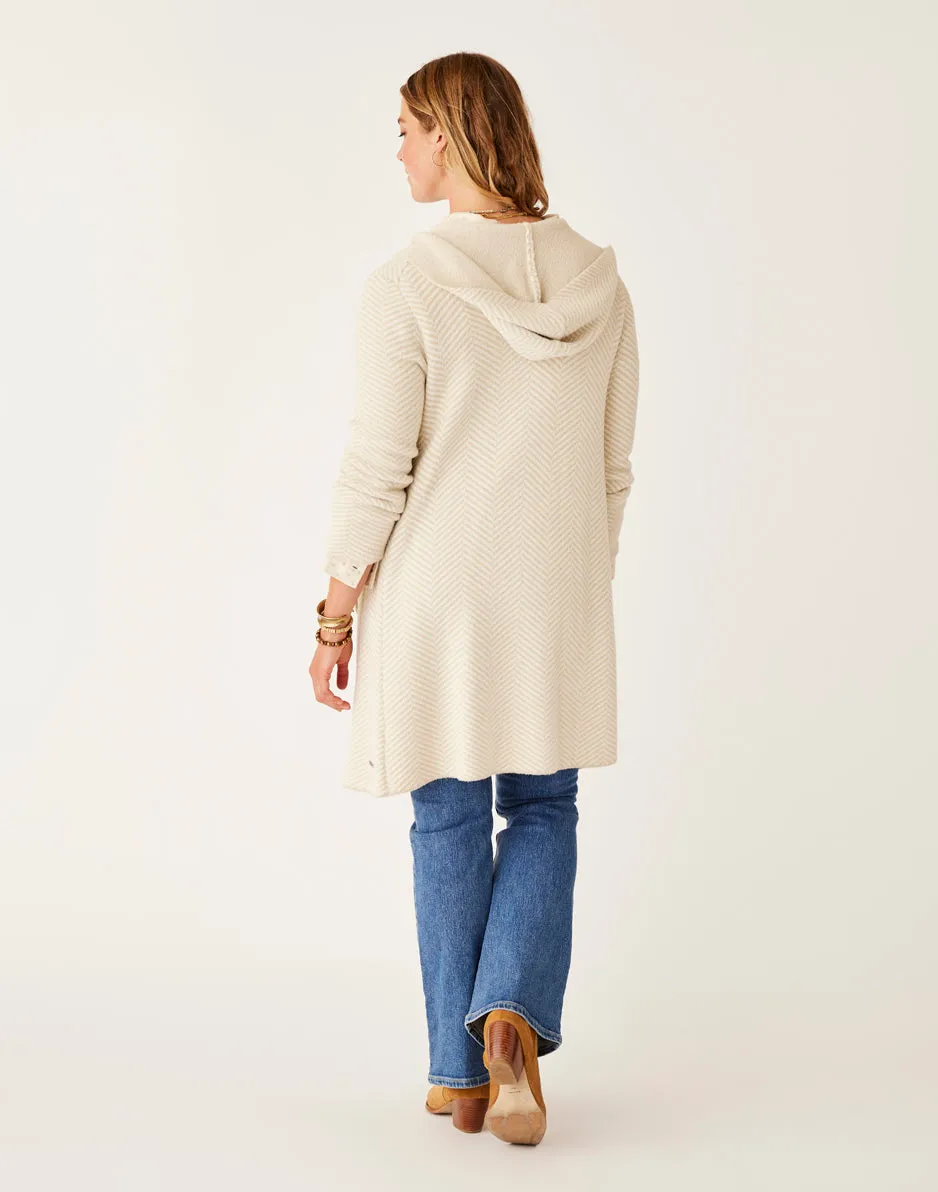 Durango Plush Cardigan: Cement Herringbone