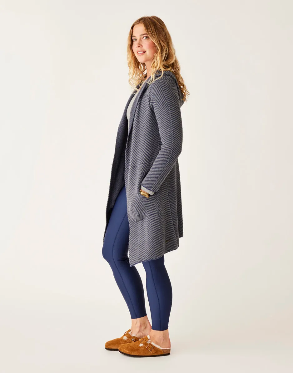 Durango Plush Cardigan: Navy Herringbone