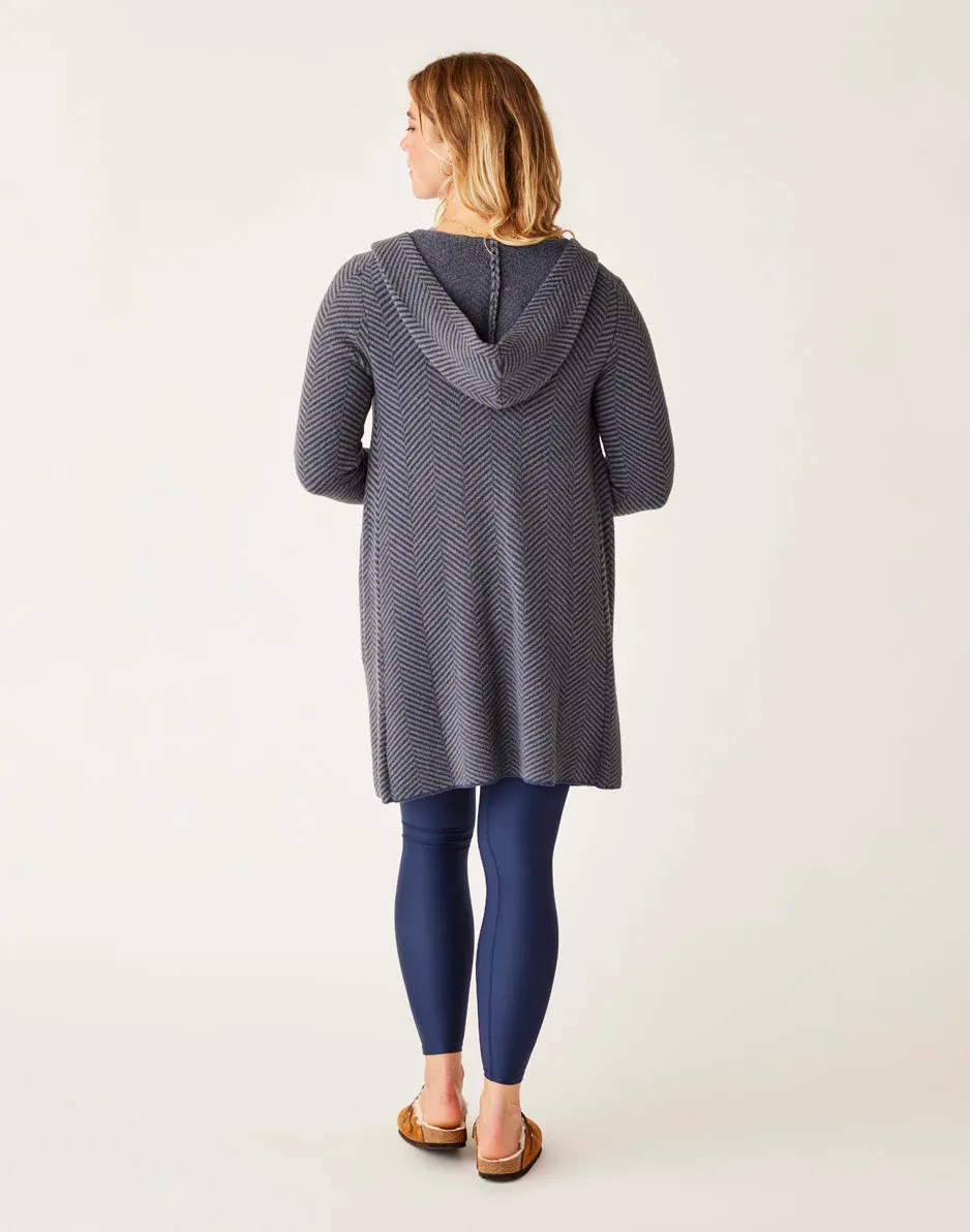 Durango Plush Cardigan: Navy Herringbone