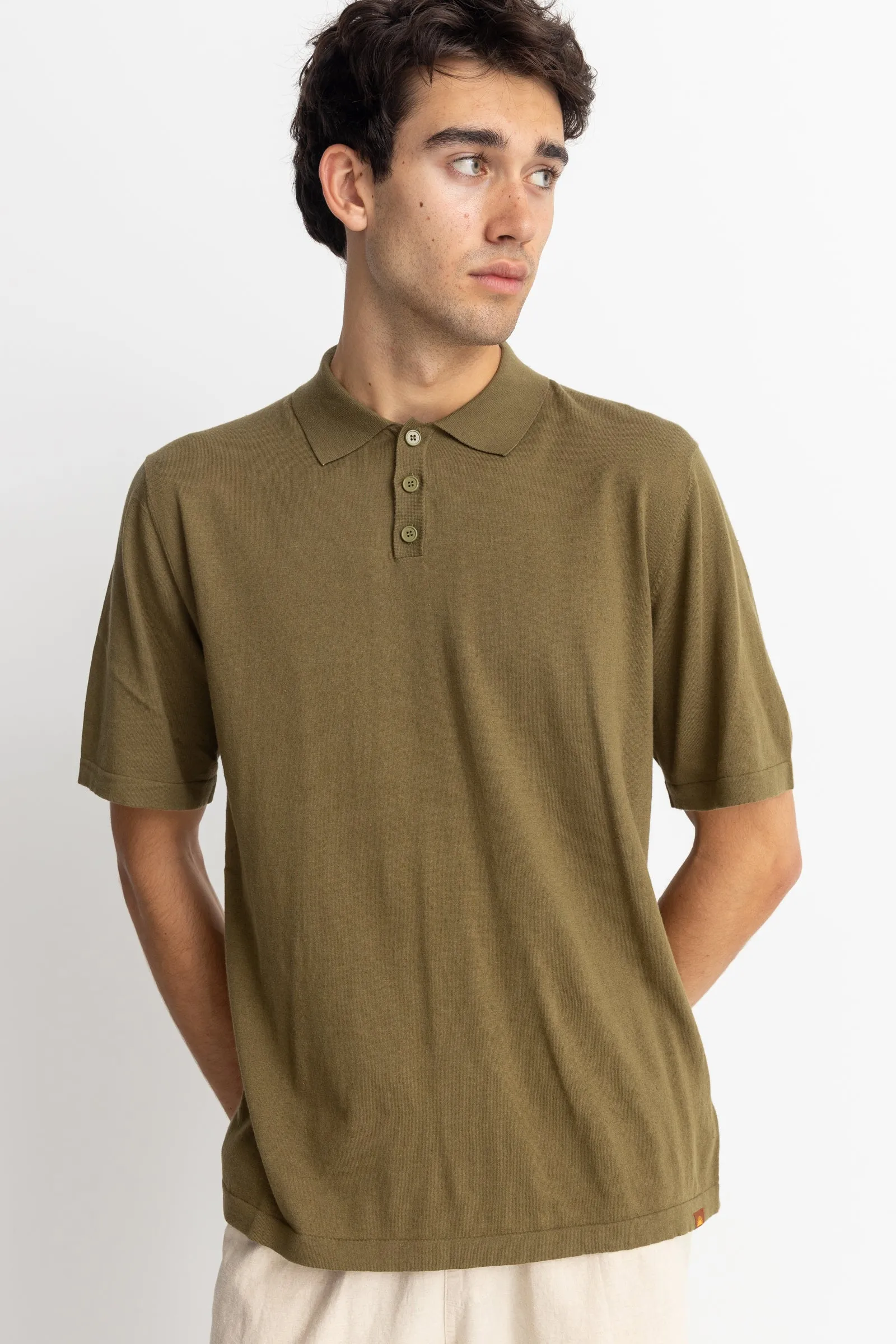 Essential Knit Ss Polo Olive