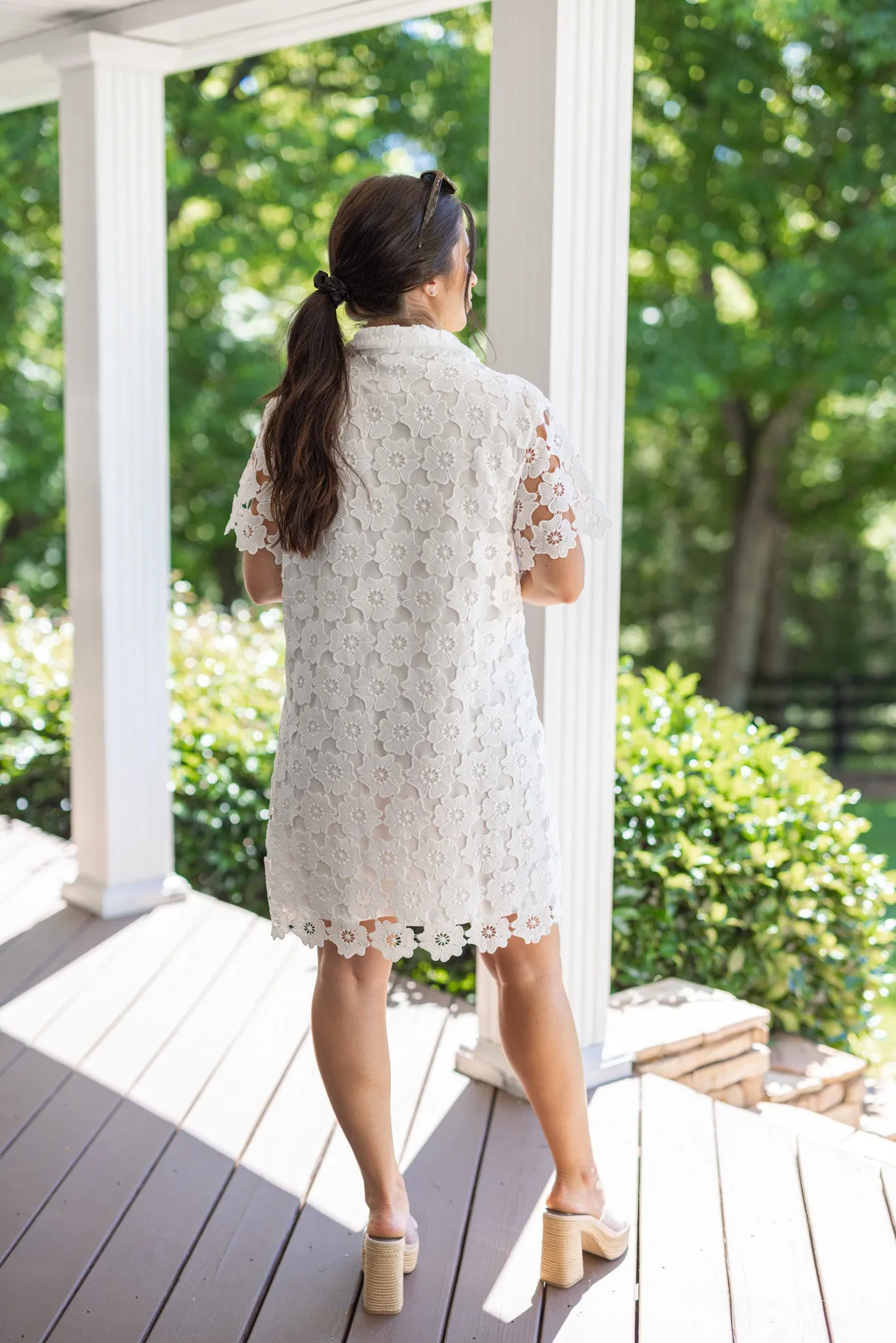 Floral Lace White Dress