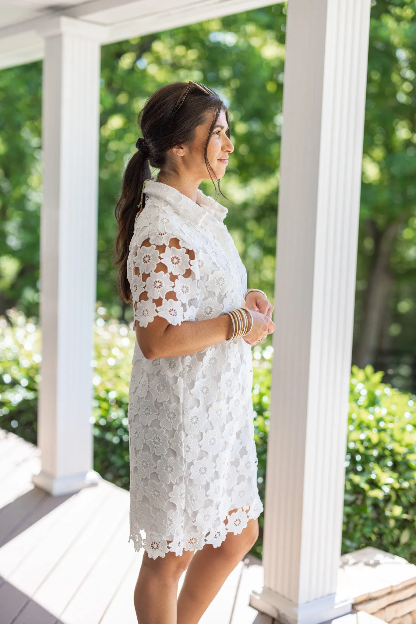 Floral Lace White Dress