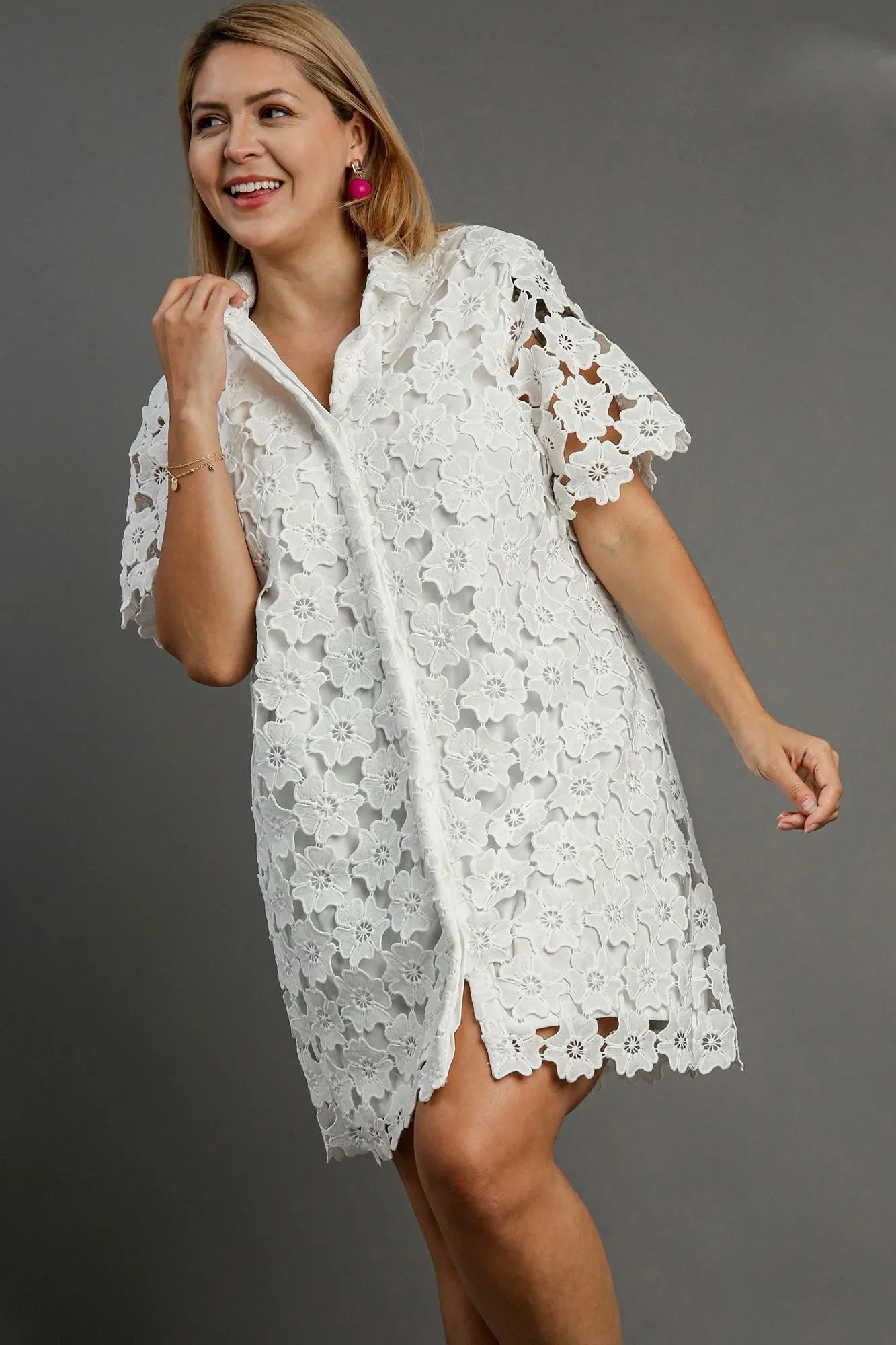 Floral Lace White Dress