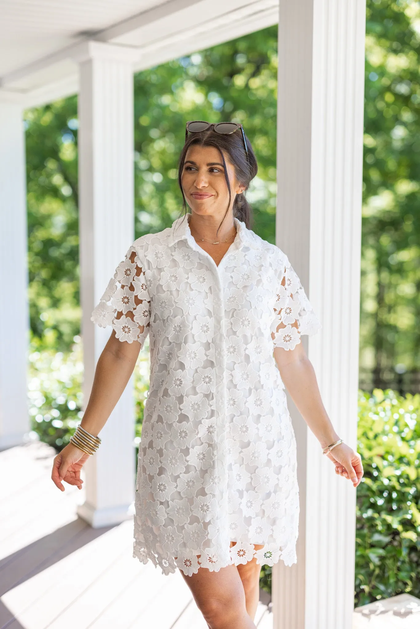 Floral Lace White Dress