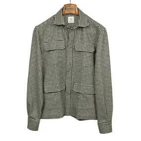 Giubbottino shirt-jacket in black & cream shepherd check wool