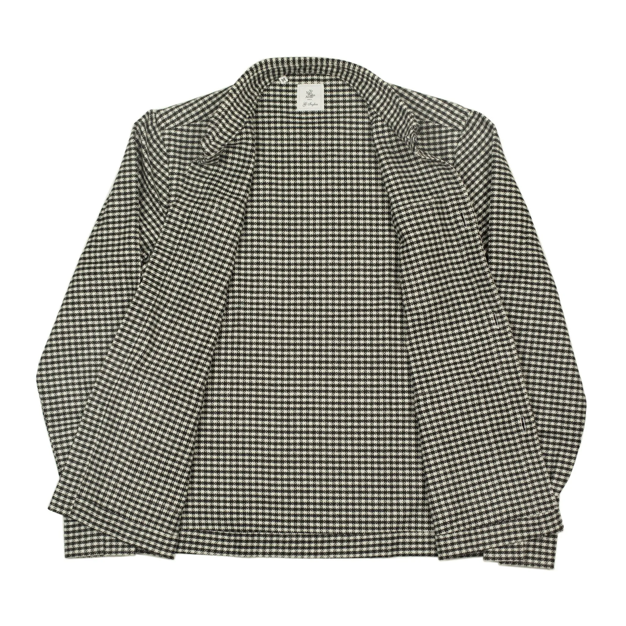 Giubbottino shirt-jacket in black & cream shepherd check wool