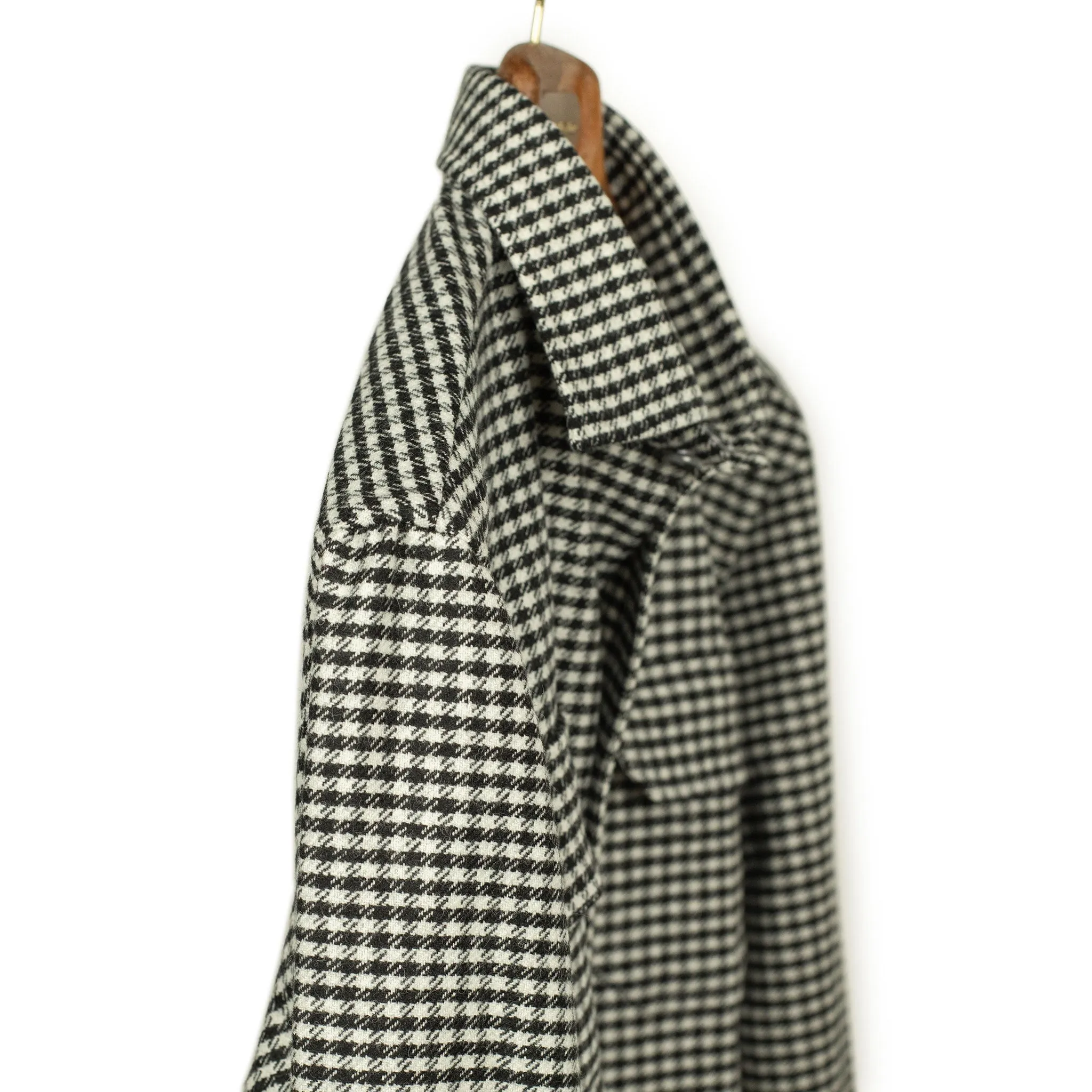 Giubbottino shirt-jacket in black & cream shepherd check wool