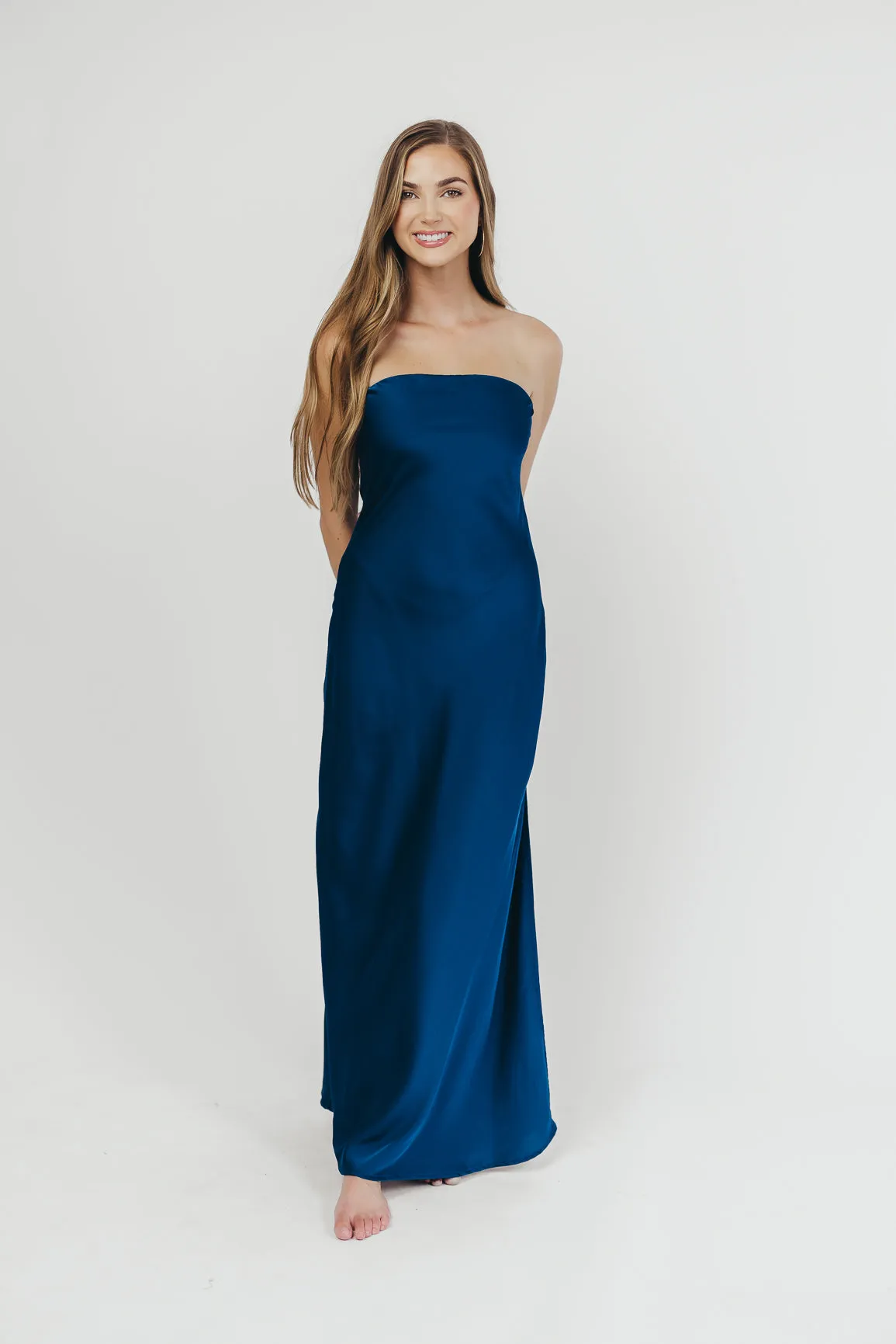 Going Out Strapless Maxi Dress in Peacock Blue