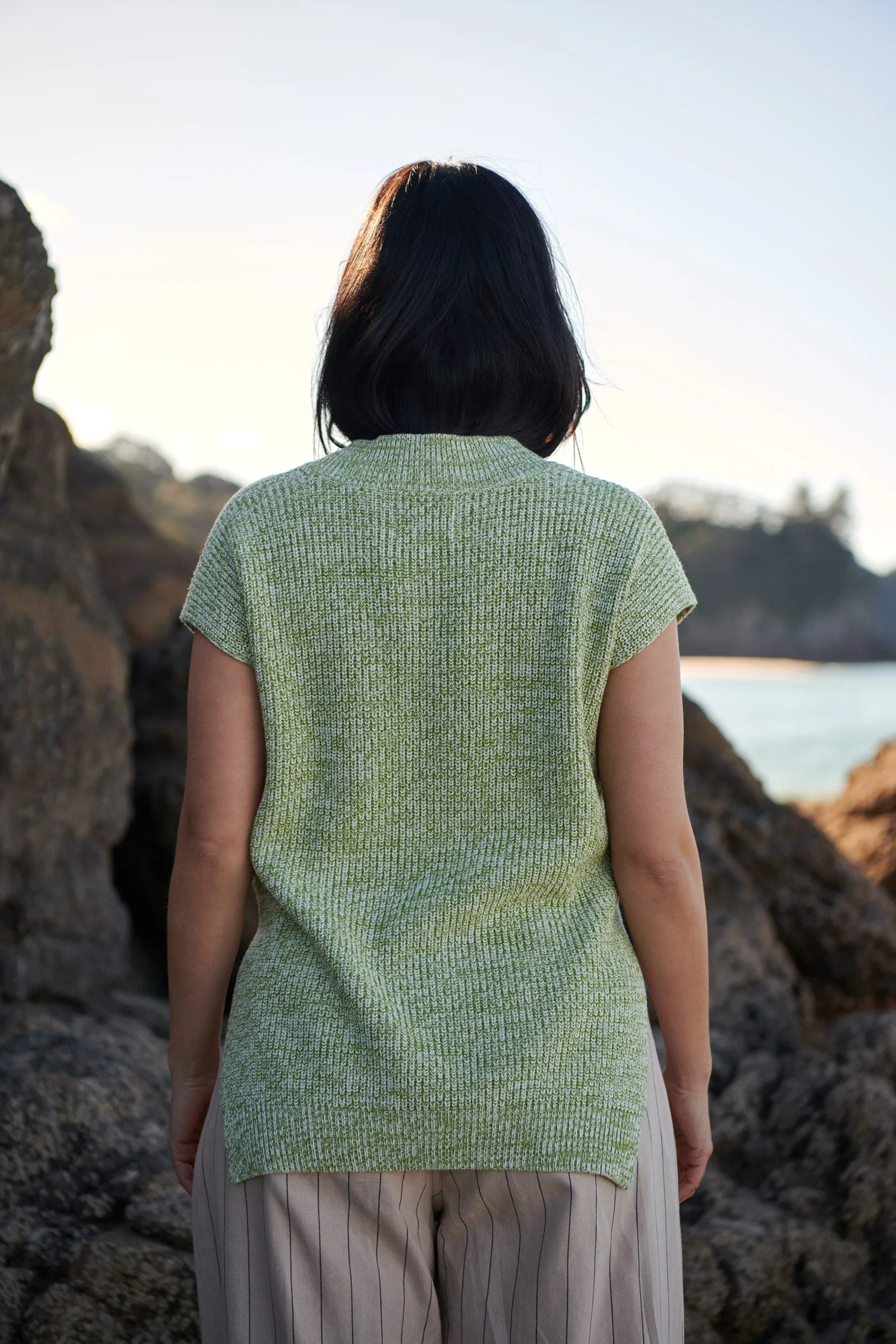 Green Twist Rib Knitted Vest