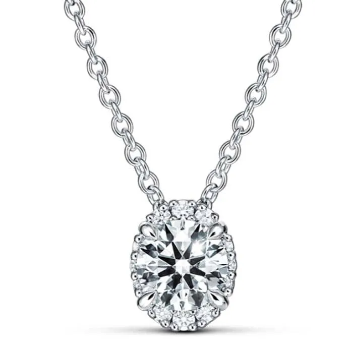 Hearts On Fire .55CTW Ellipse Diamond Pendant in 18K White Gold