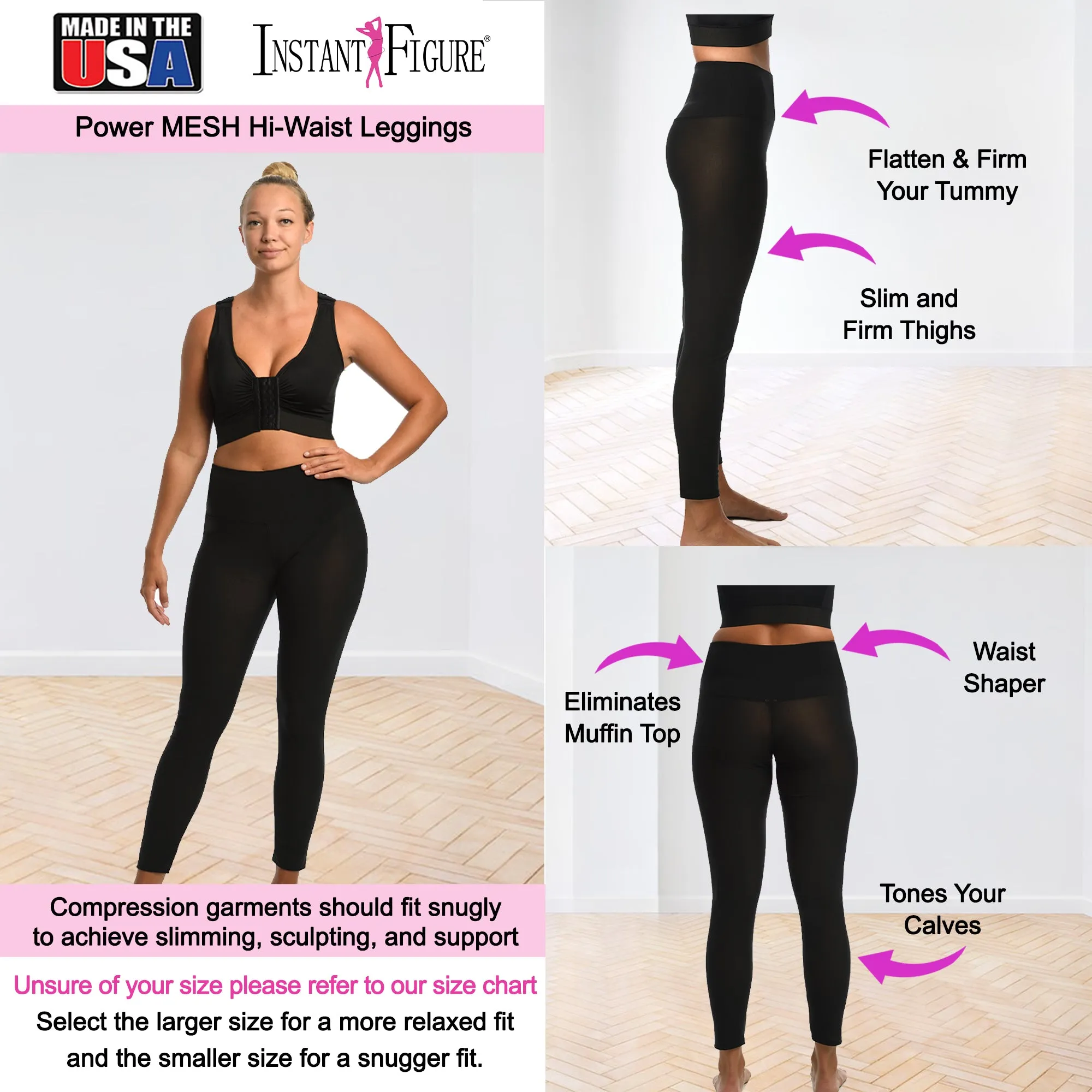 InstantFigure Power Plus Size Mesh Hi-waist leggings 180PL028C