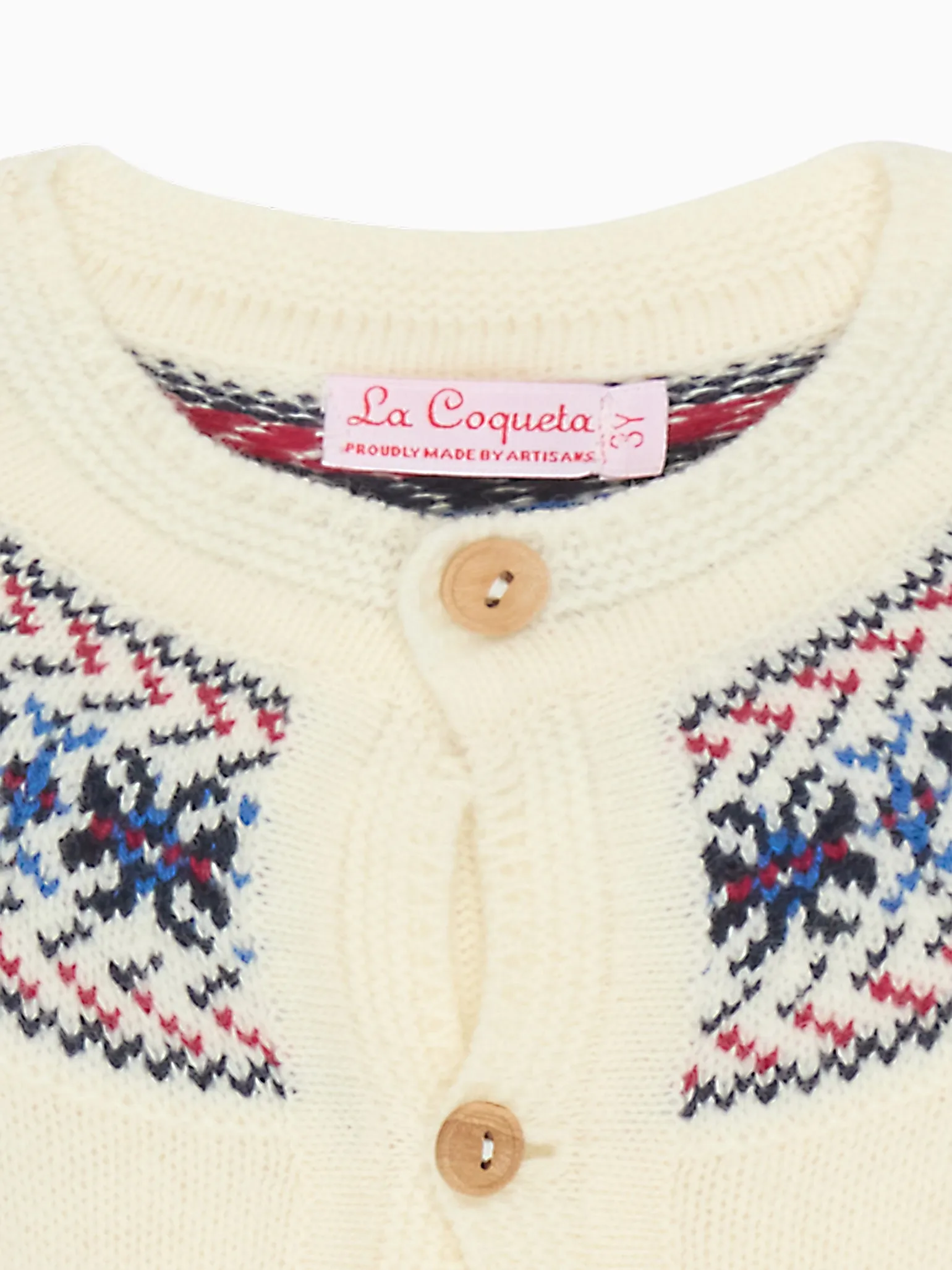 Ivory Merino Fair Isle Baby Cardigan