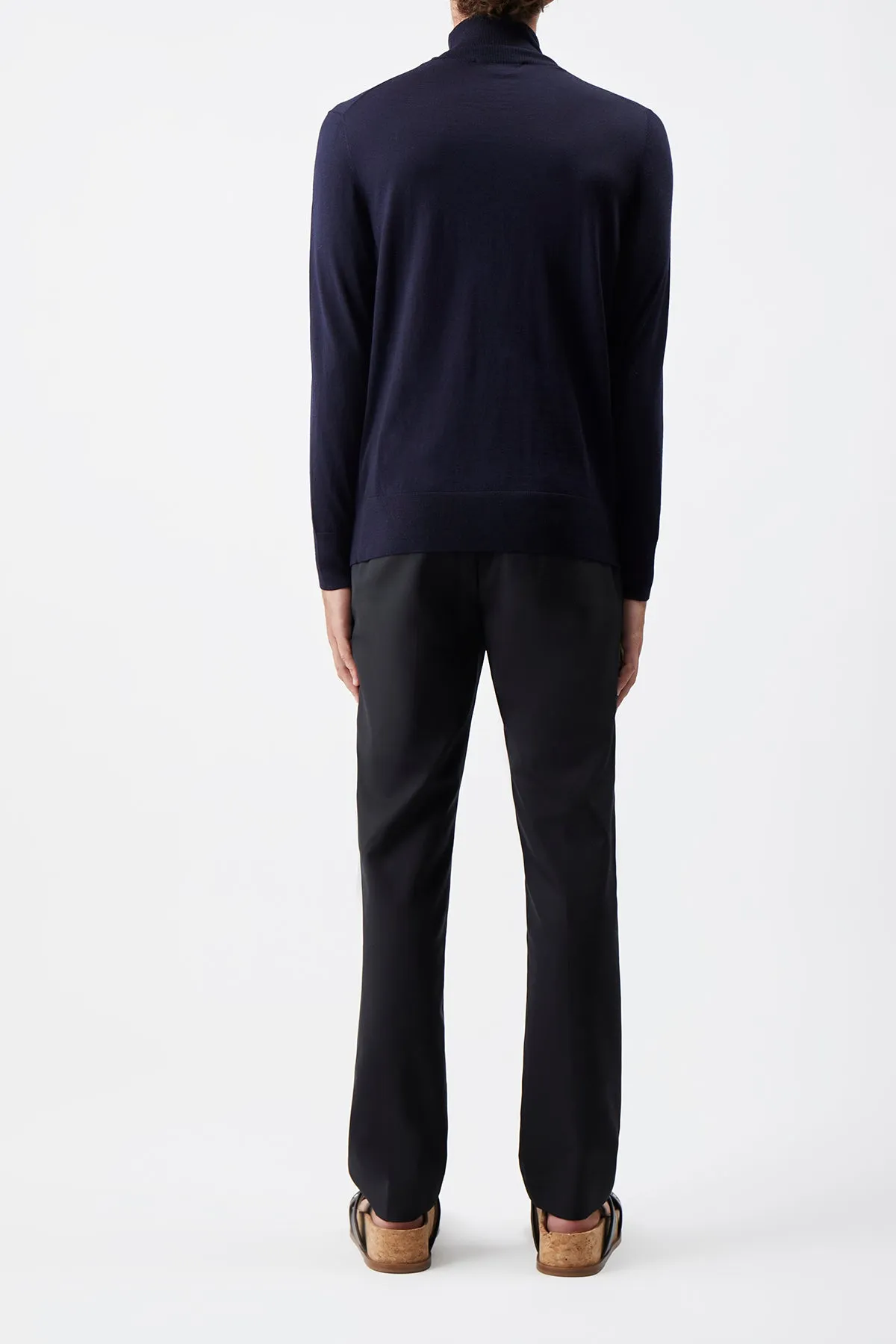 Jermaine Knit Turtleneck in Navy Merino Wool