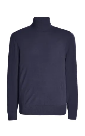 Jermaine Knit Turtleneck in Navy Merino Wool