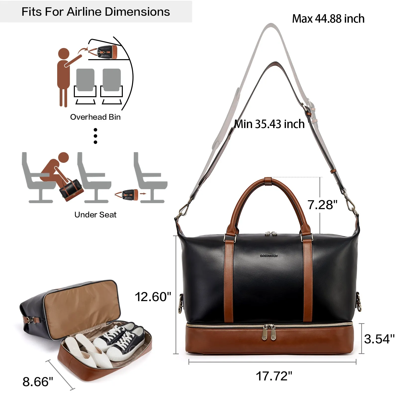 Judea Leather Travel Duffle Bag with Multiple Compartments