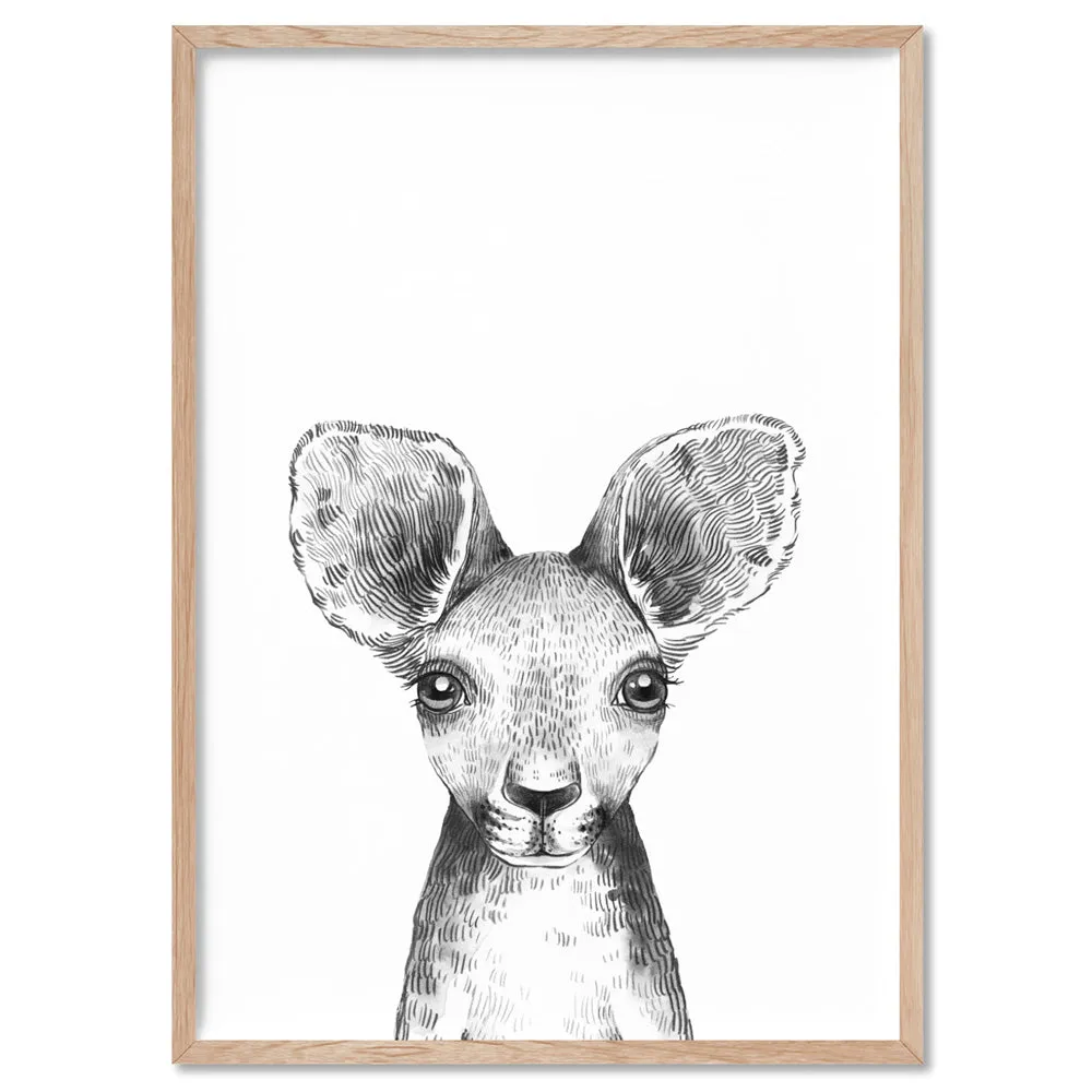 Kangaroo Joey Baby Peek a Boo Animal - Art Print