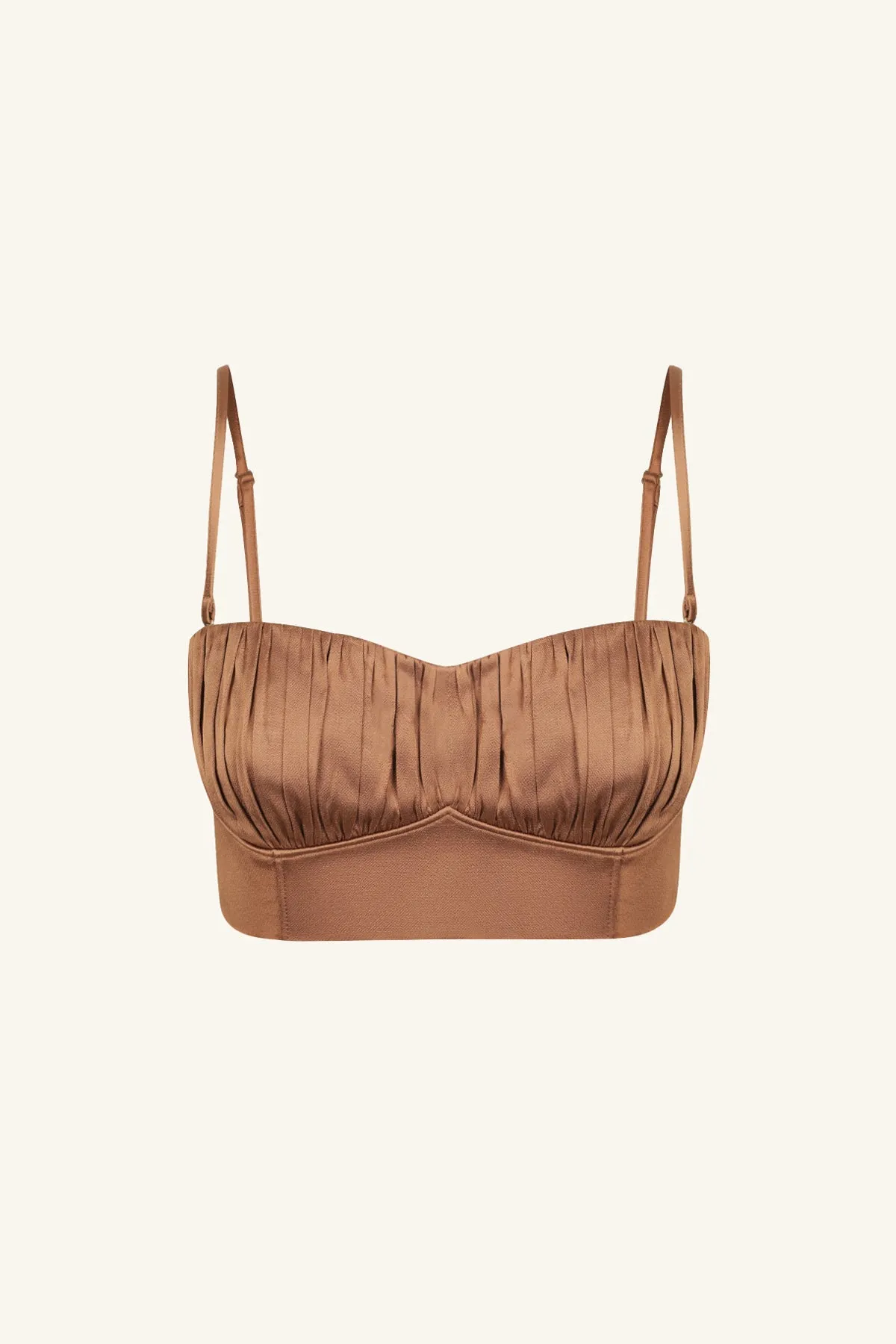 LA LUNE CORDED RUCHED BRALETTE - ALMOND