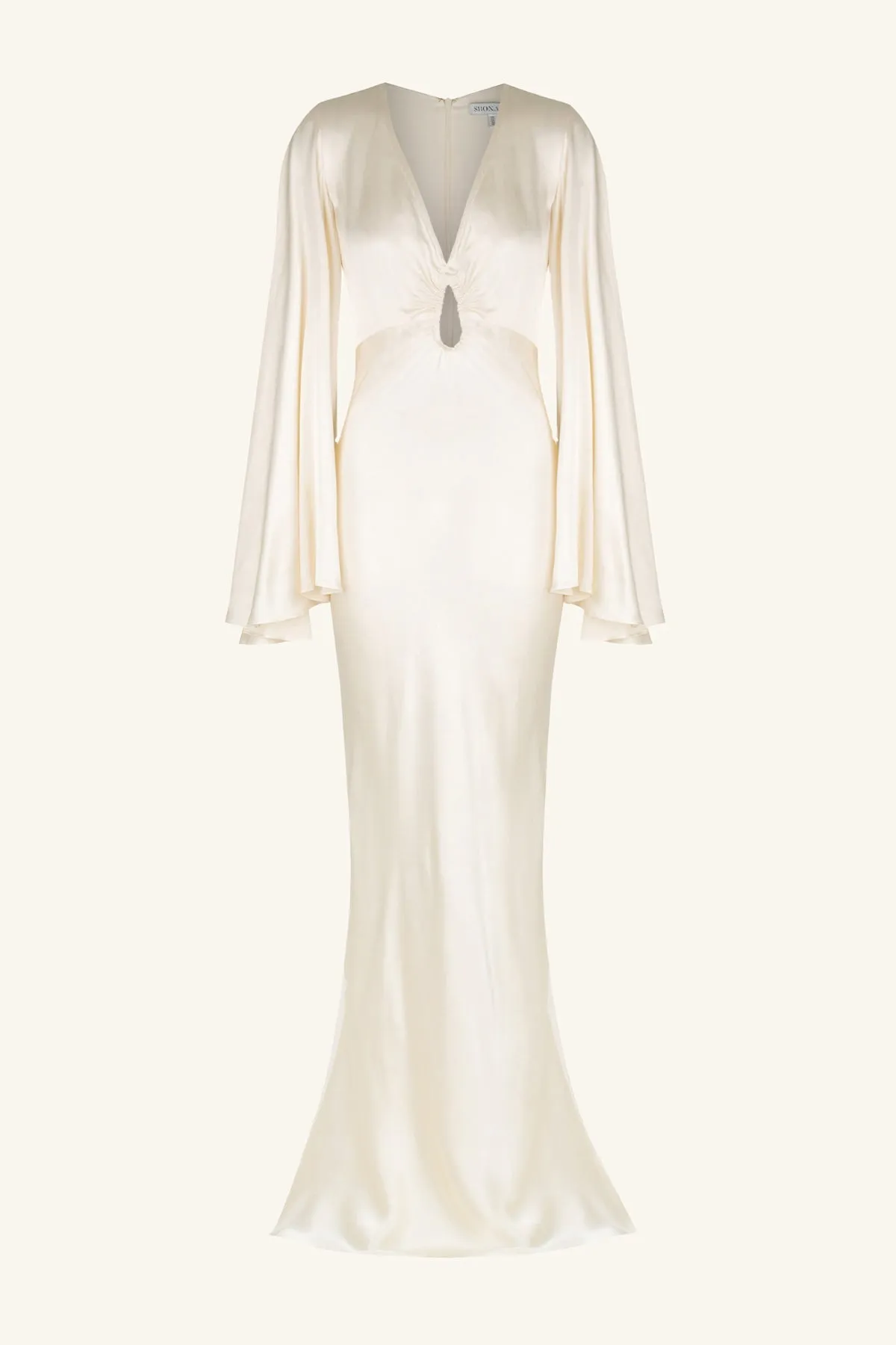 LA LUNE FLARED SLEEVE KEYHOLE MAXI DRESS - CREAM