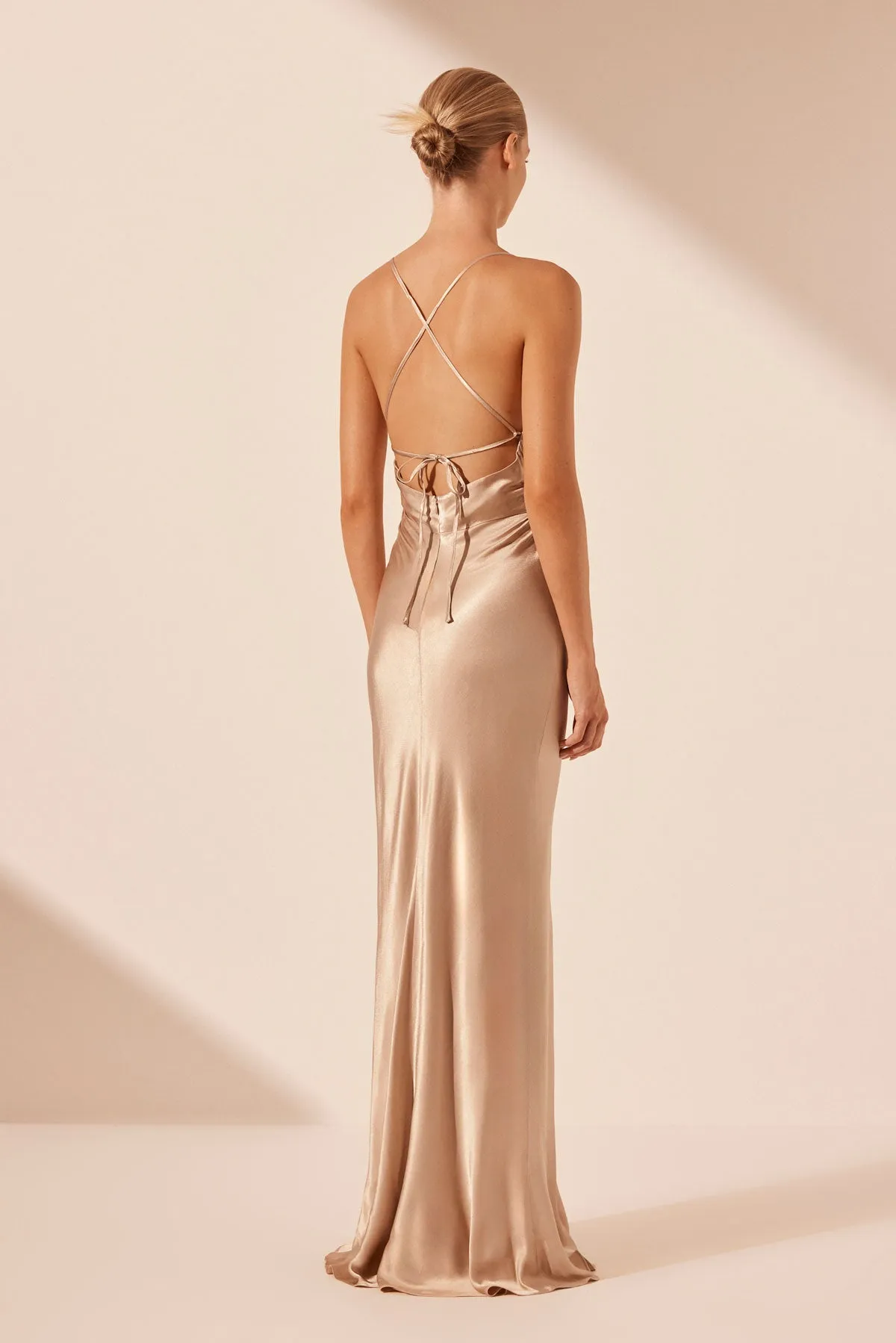 LA LUNE LACE BACK MAXI DRESS - GOLD