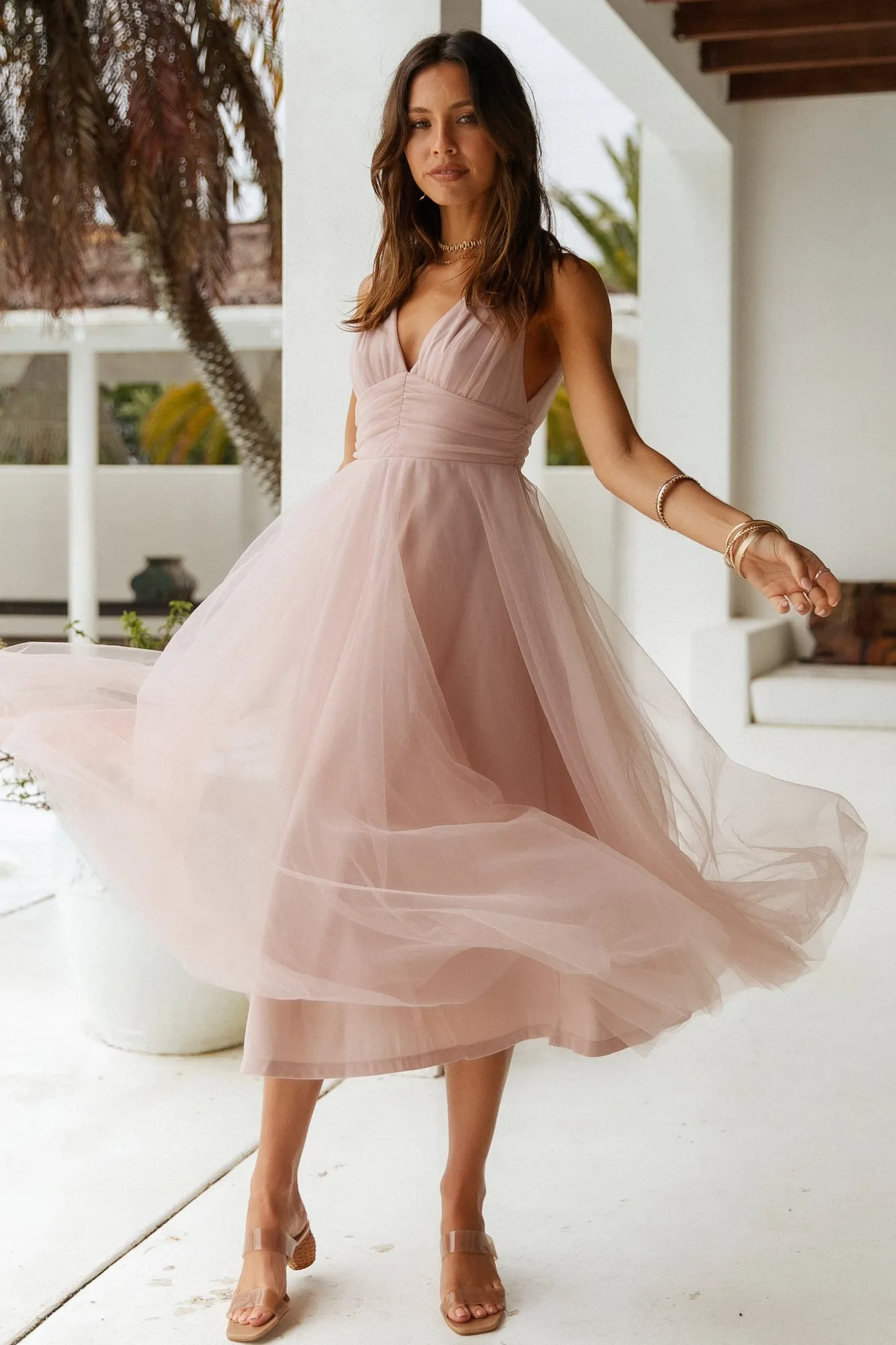 London Fog Maxi Dress Dusty Rose