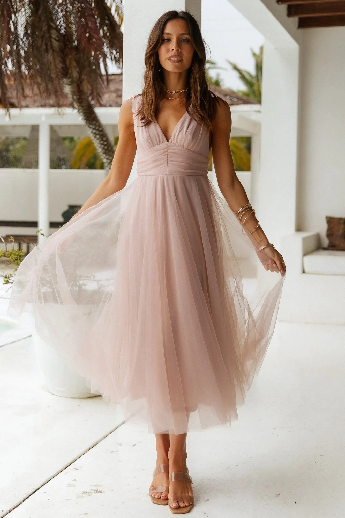 London Fog Maxi Dress Dusty Rose