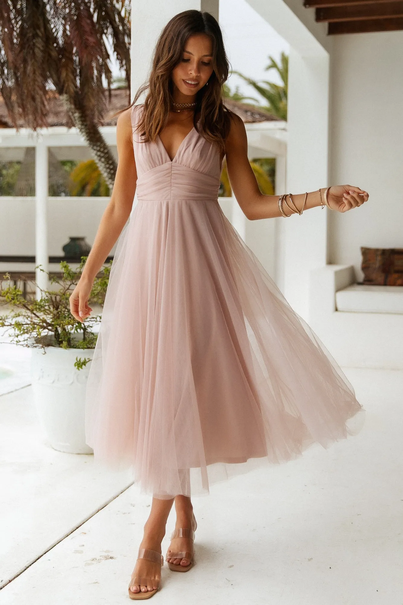 London Fog Maxi Dress Dusty Rose