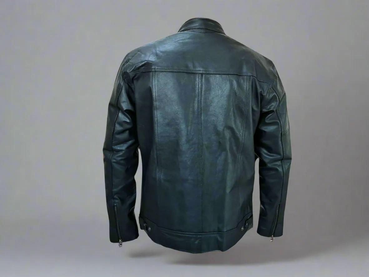 Men Jacket : Leather Jacket Black Genuine Leather