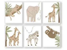 Neutral Safari Nursery Prints