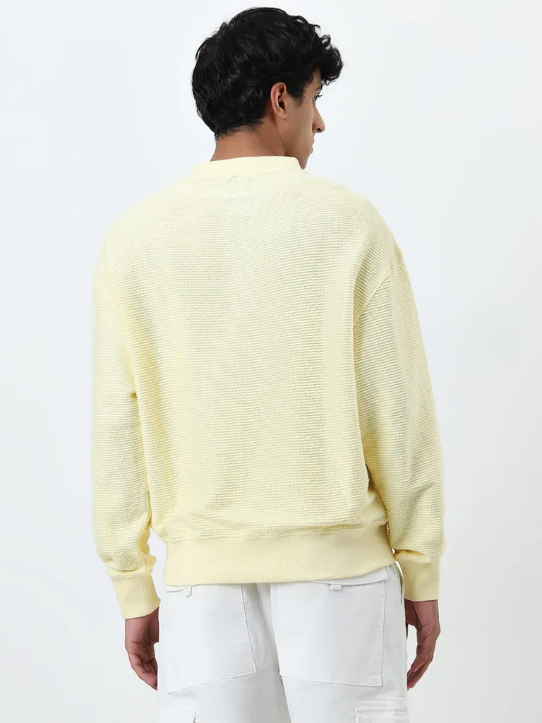 Nuon Yellow Embroidered Relaxed-Fit Cotton Sweatshirt