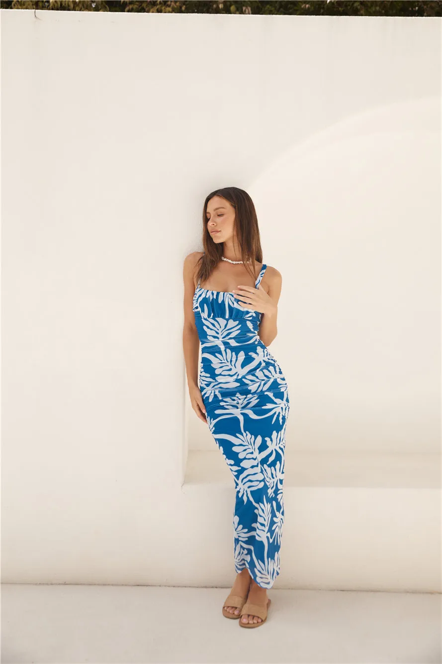 Ocean Dive Mesh Maxi Dress Blue