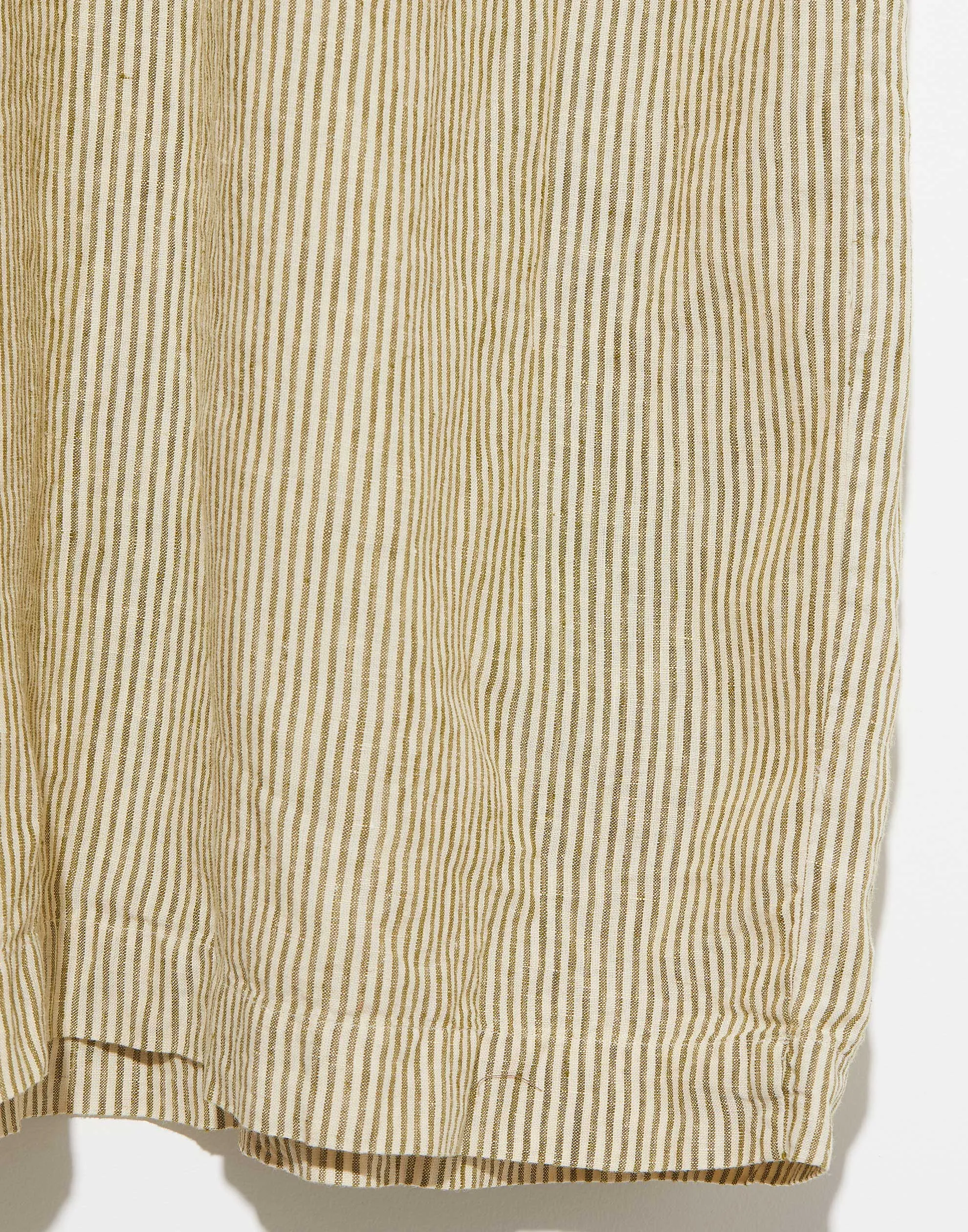 Olive Stripe Linen Scoop Neck Dress