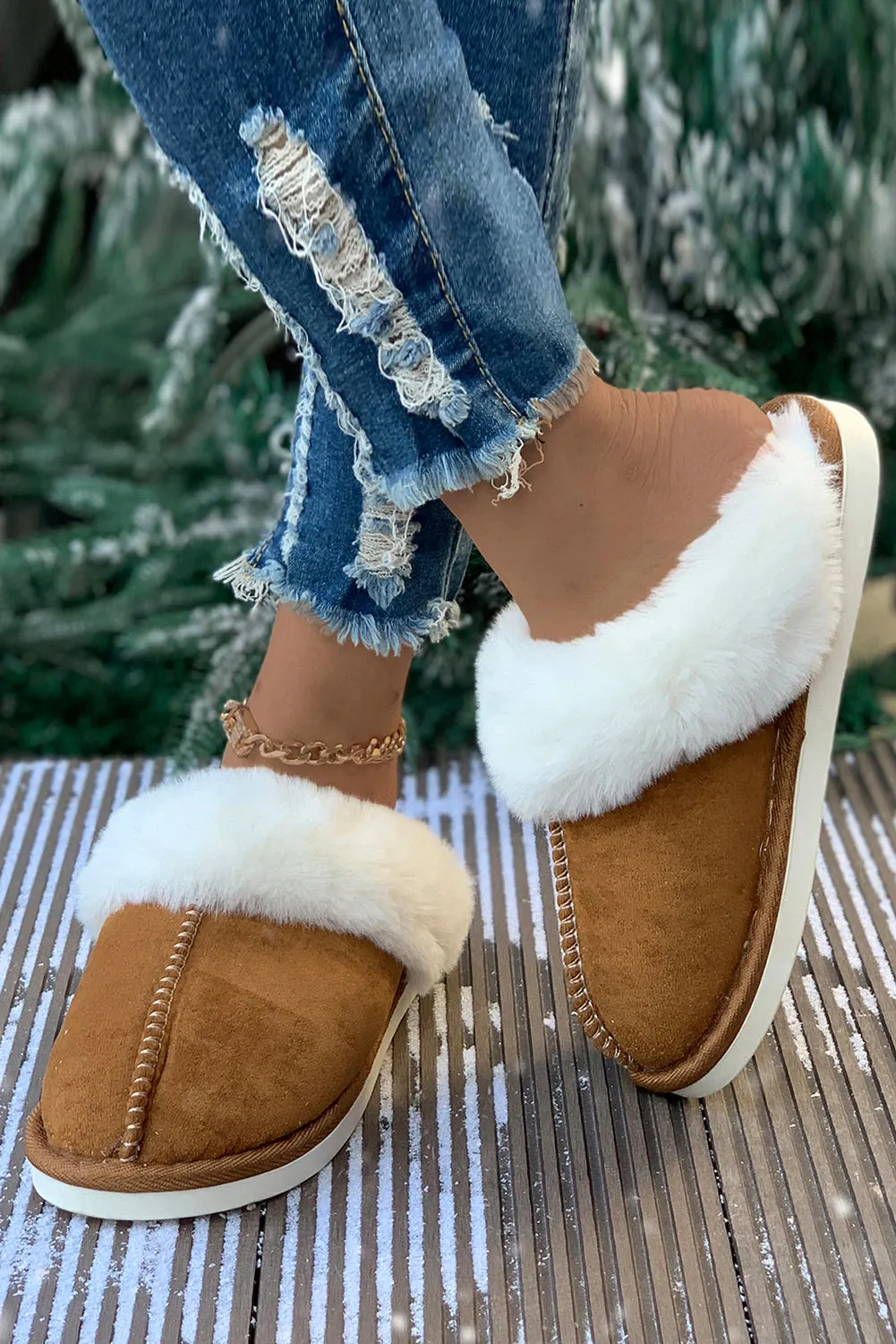 Plush Suede Winter Home Slippers