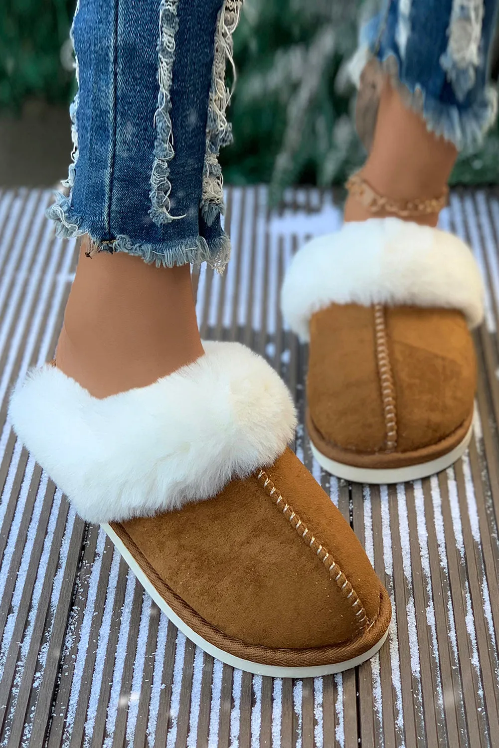 Plush Suede Winter Home Slippers