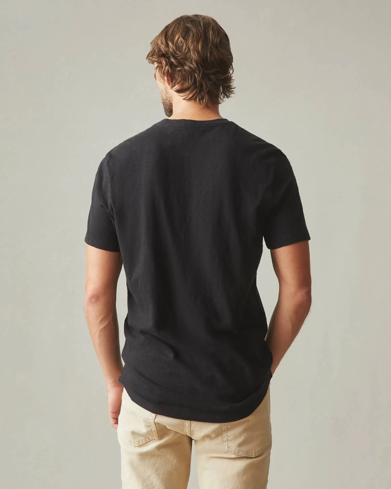 Premium Slub V-Neck Tee - Black