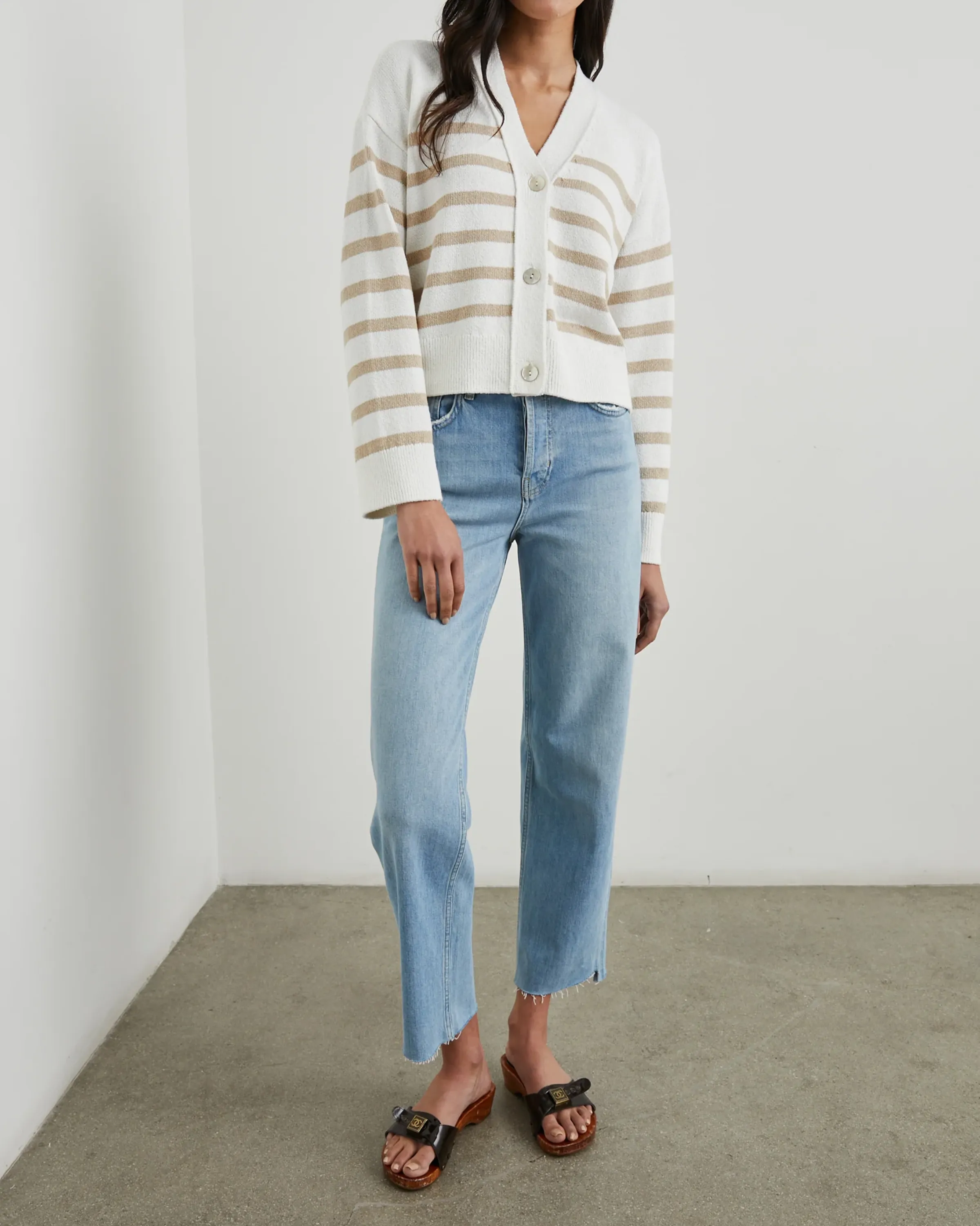 Rails Geneva Cardigan in Sand Stripe