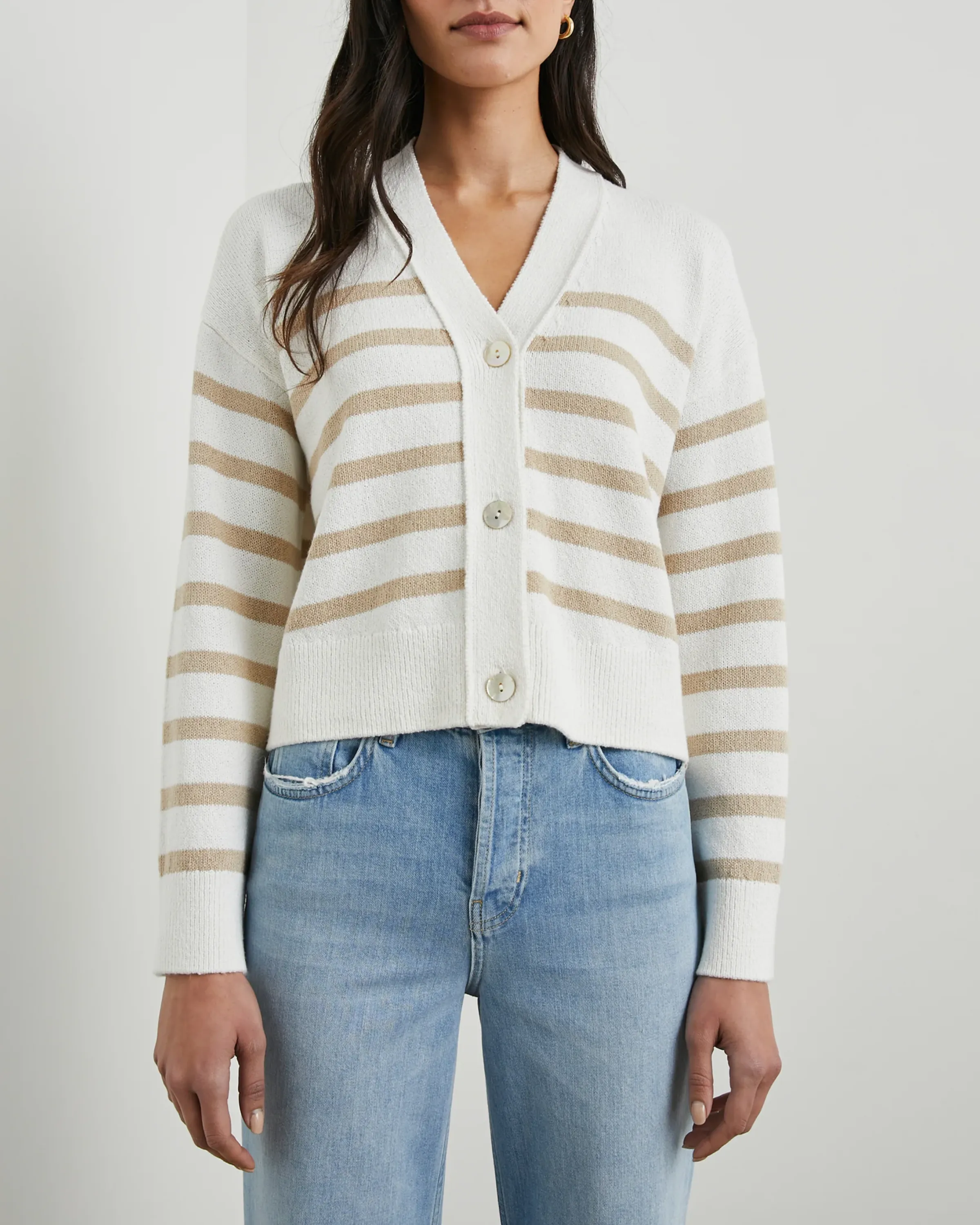 Rails Geneva Cardigan in Sand Stripe