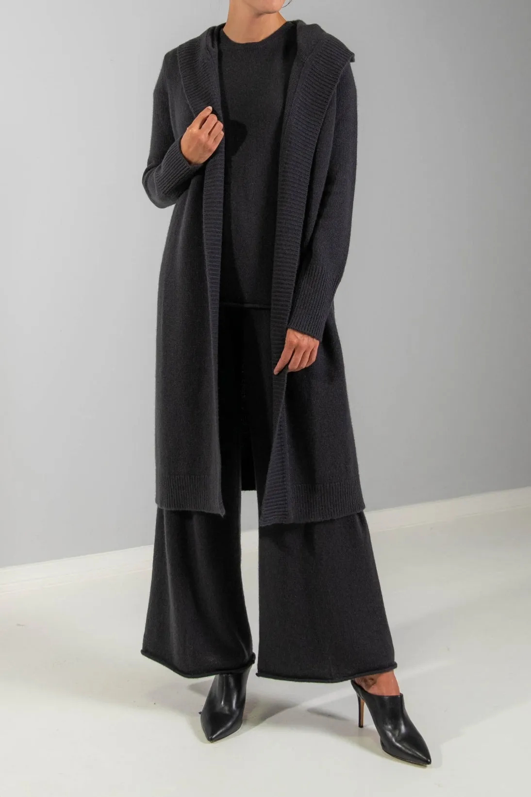 RECYCLED CASHMERE HOODED DUSTER CARDIGAN