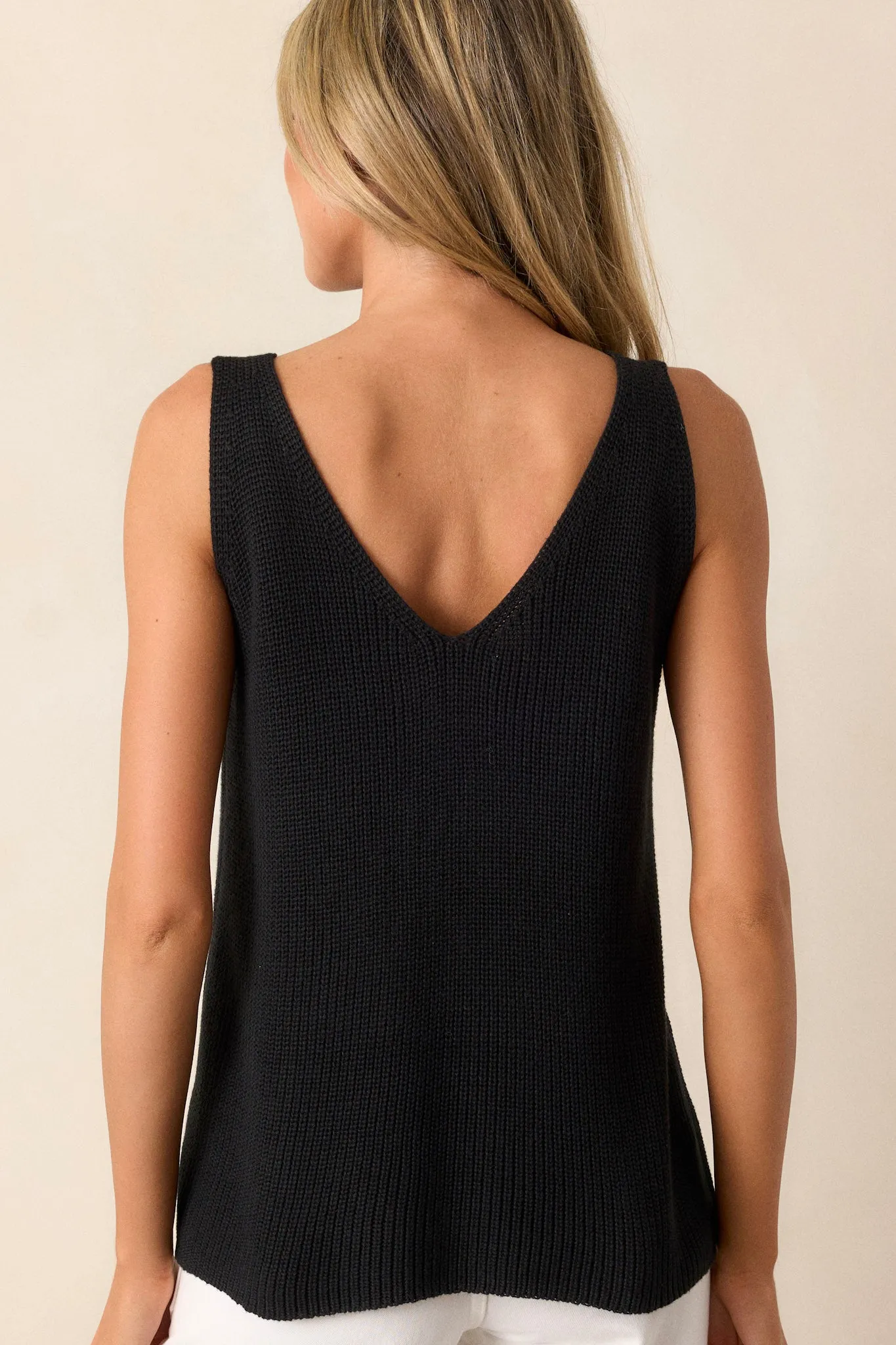 Retro Radiance Black Knit Tank Top