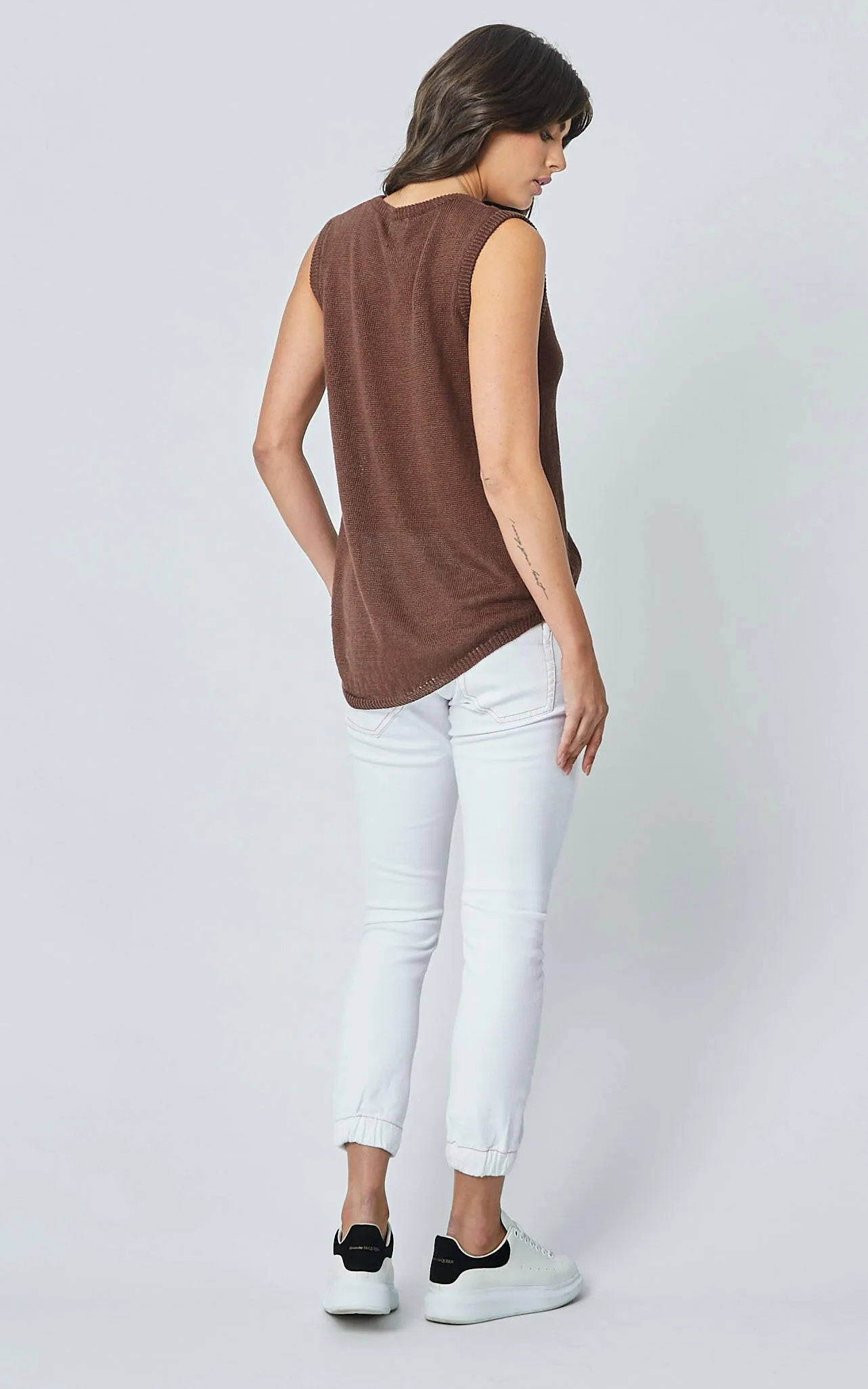 Ricita Chocolate Linen Knit Top