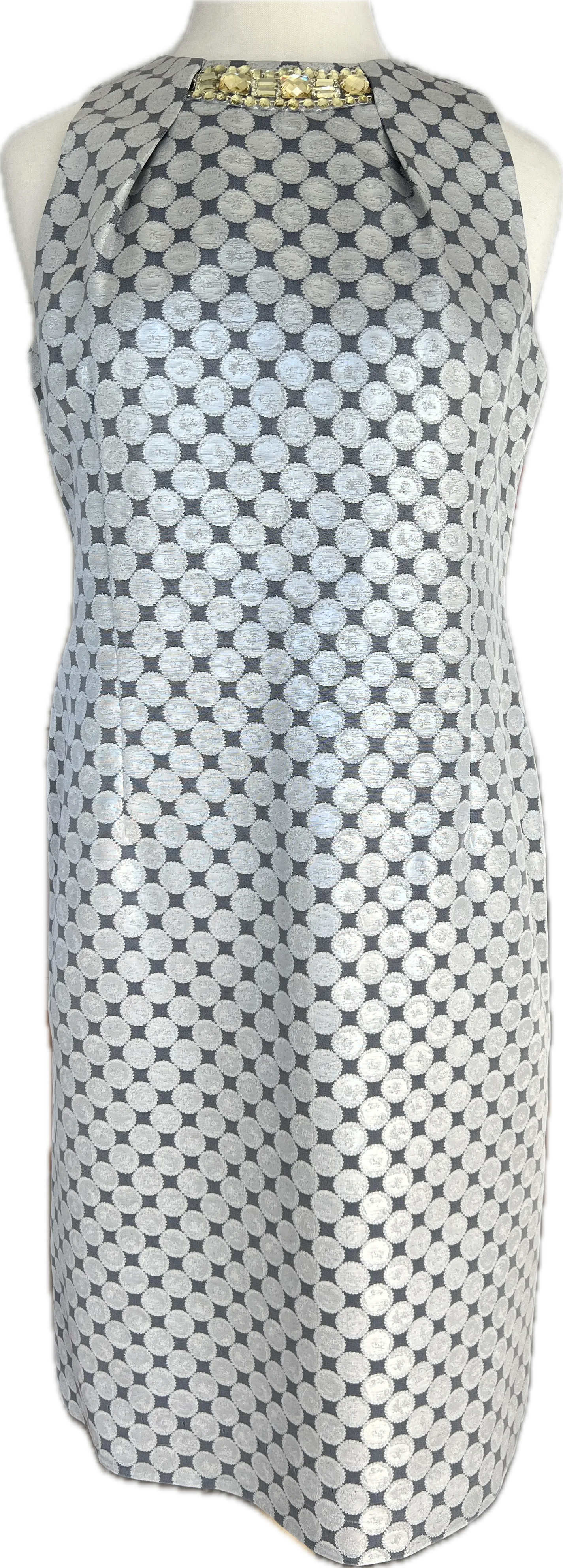 Sara Campbell Light Grey Dress with Jeweled Detail, 12