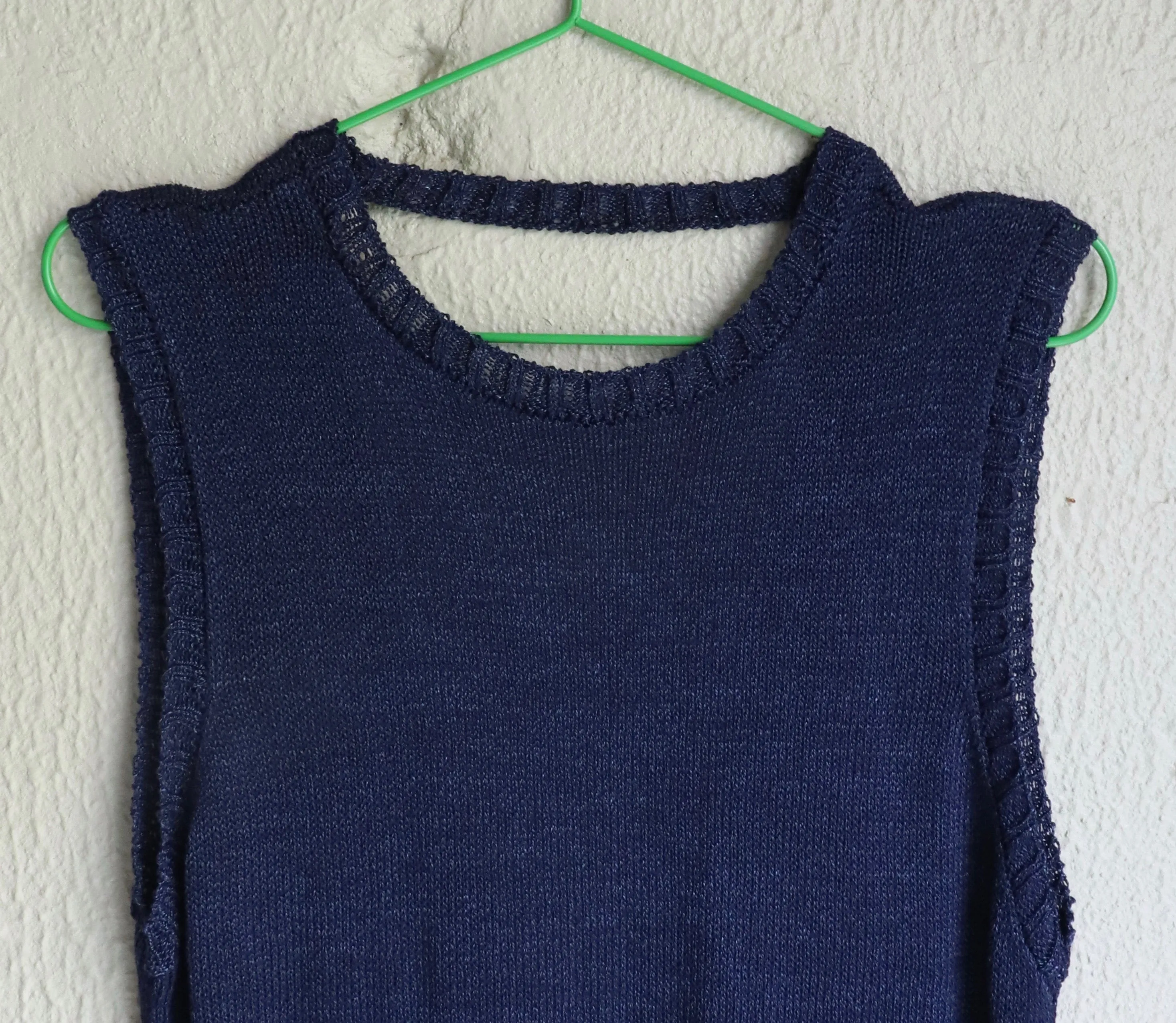 See Through Backless Knit Dress - Dark Blue