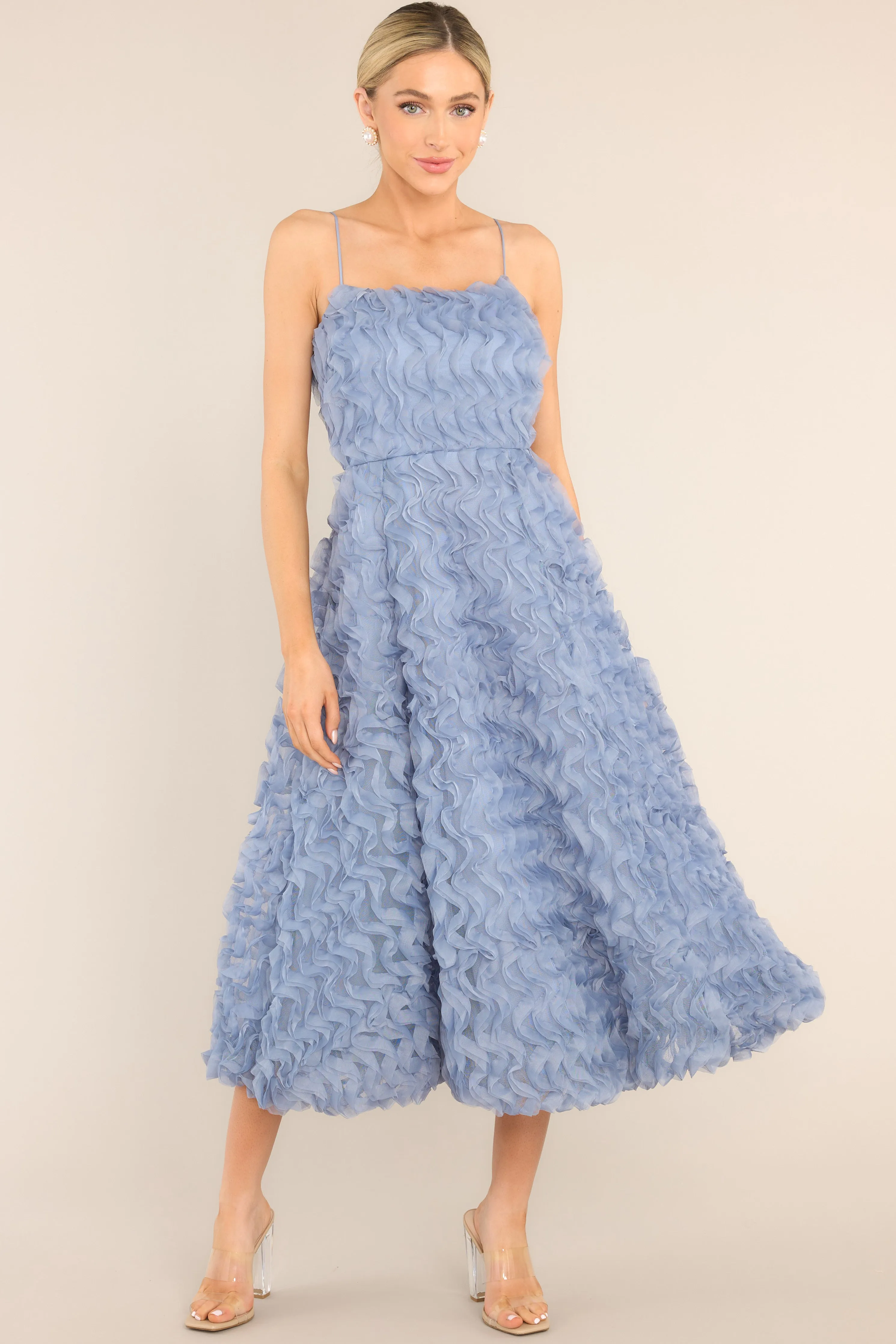 Spectacular Magic Dusty Blue Midi Dress