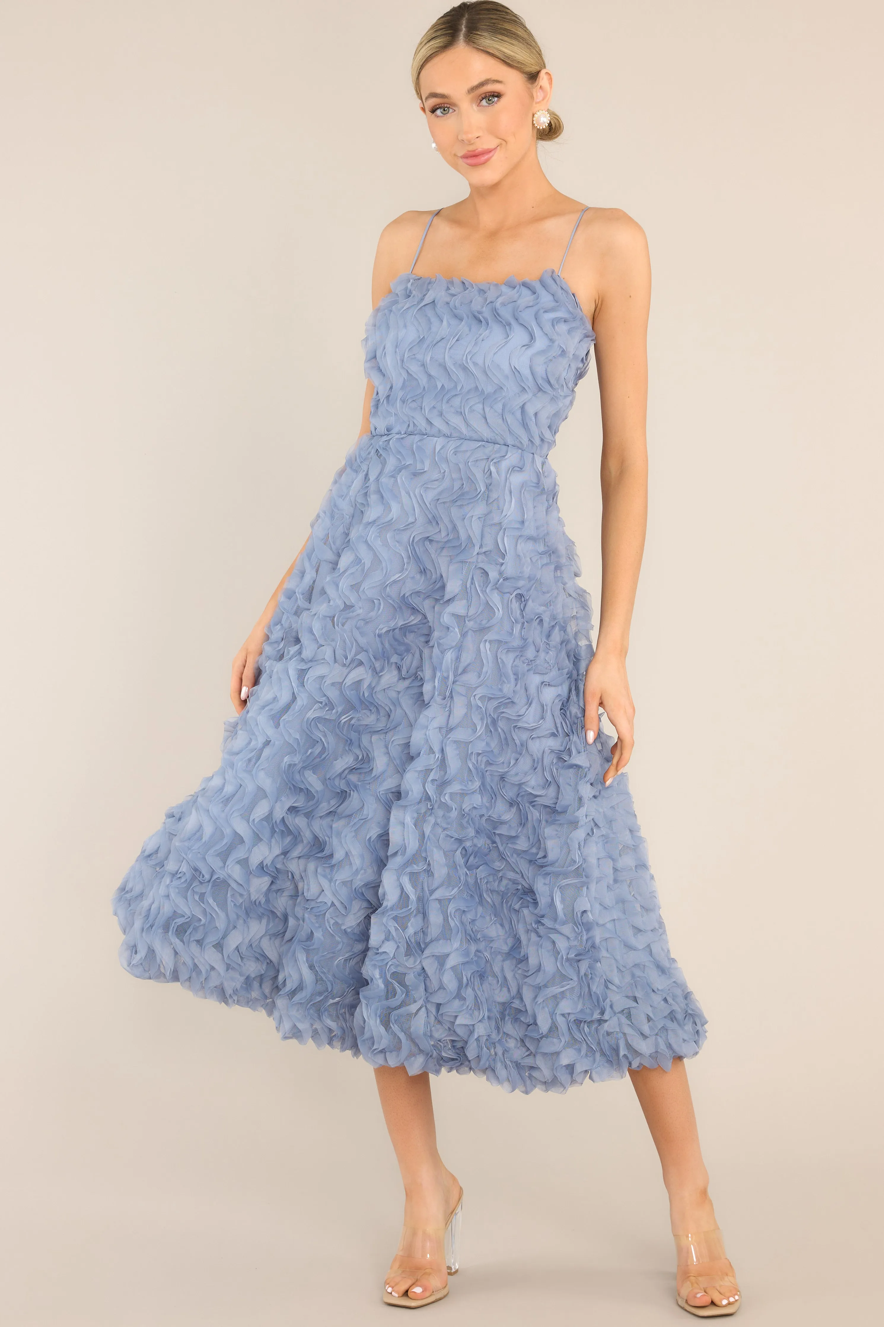 Spectacular Magic Dusty Blue Midi Dress