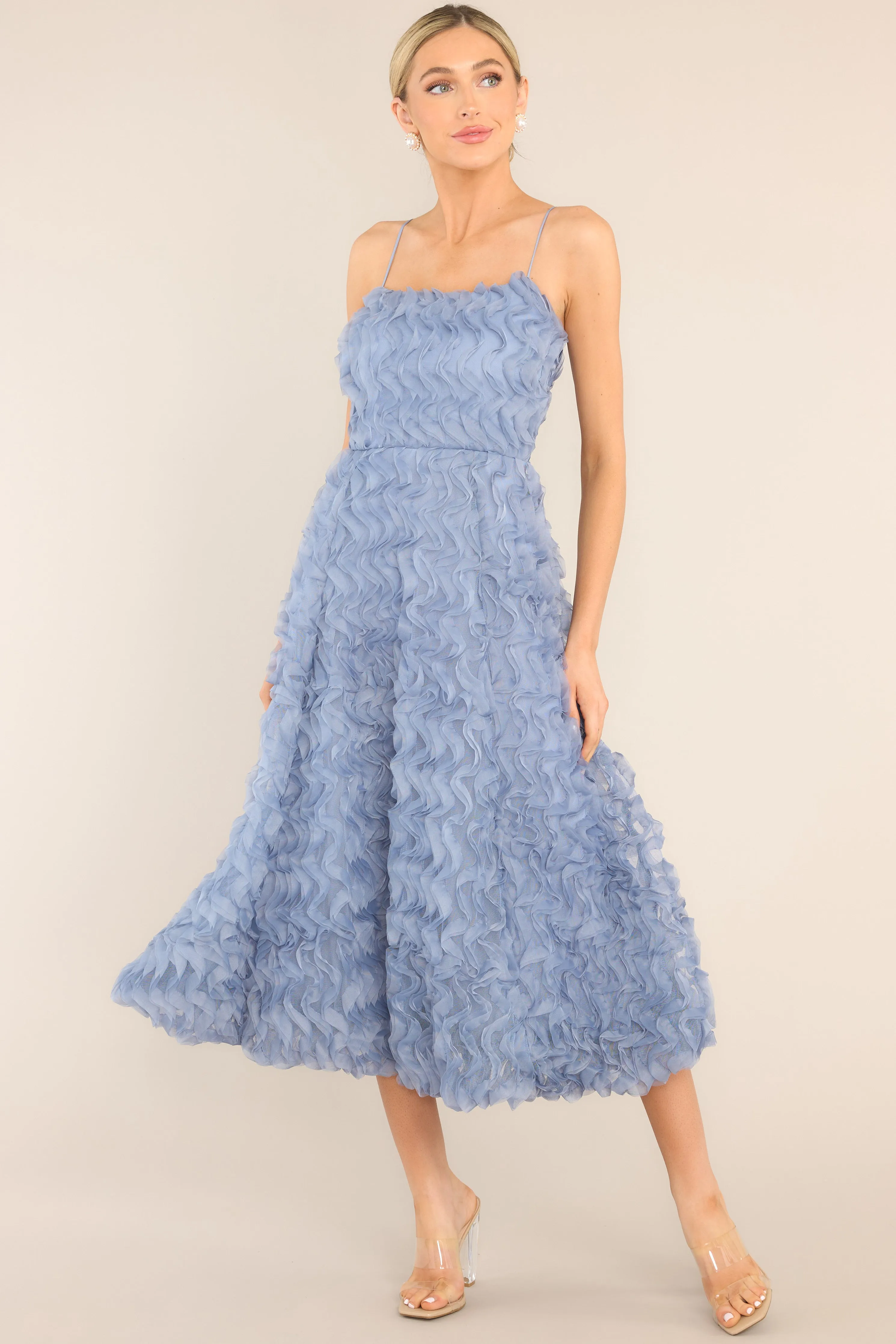 Spectacular Magic Dusty Blue Midi Dress