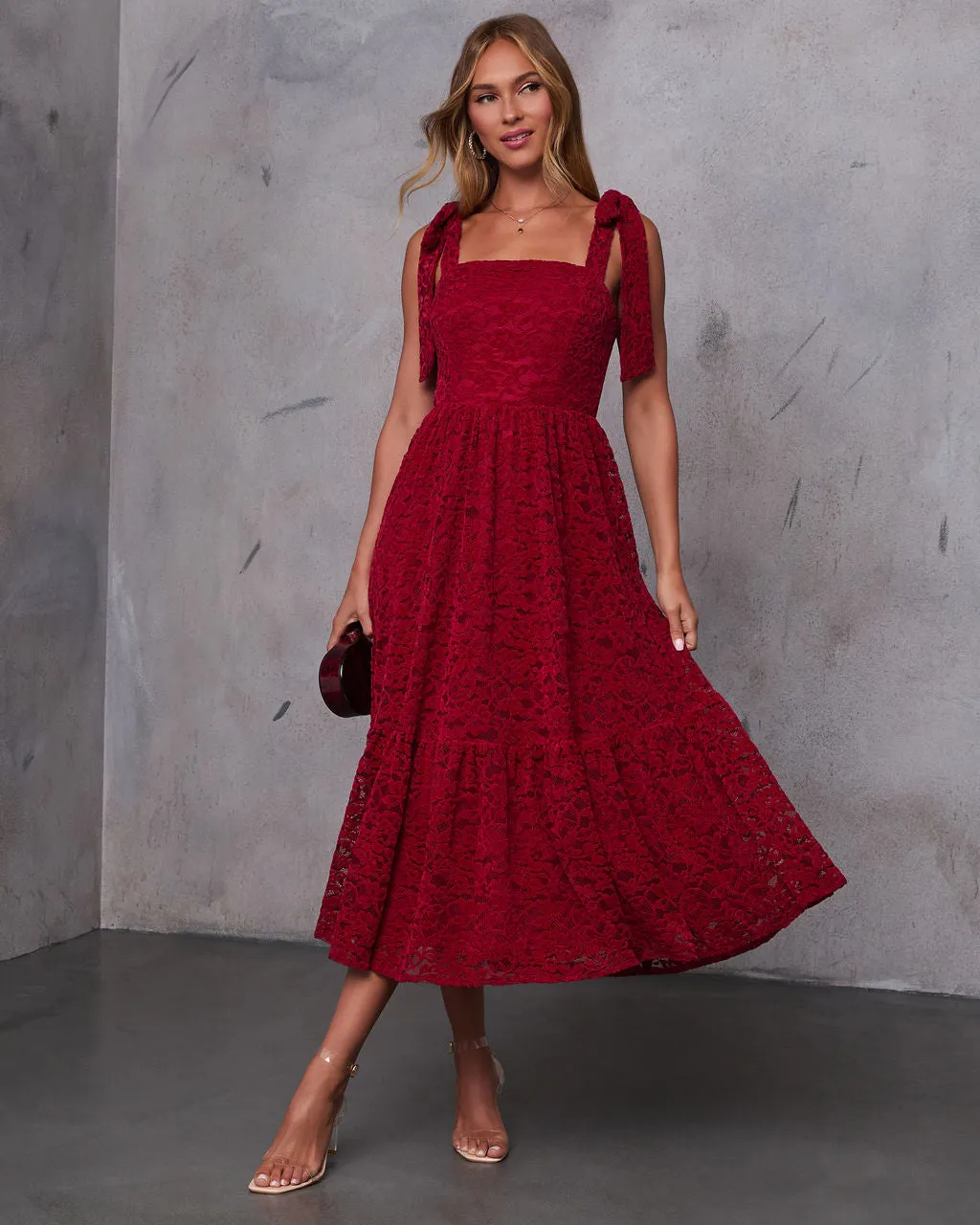 Sway Together Tiered Lace Midi Dress