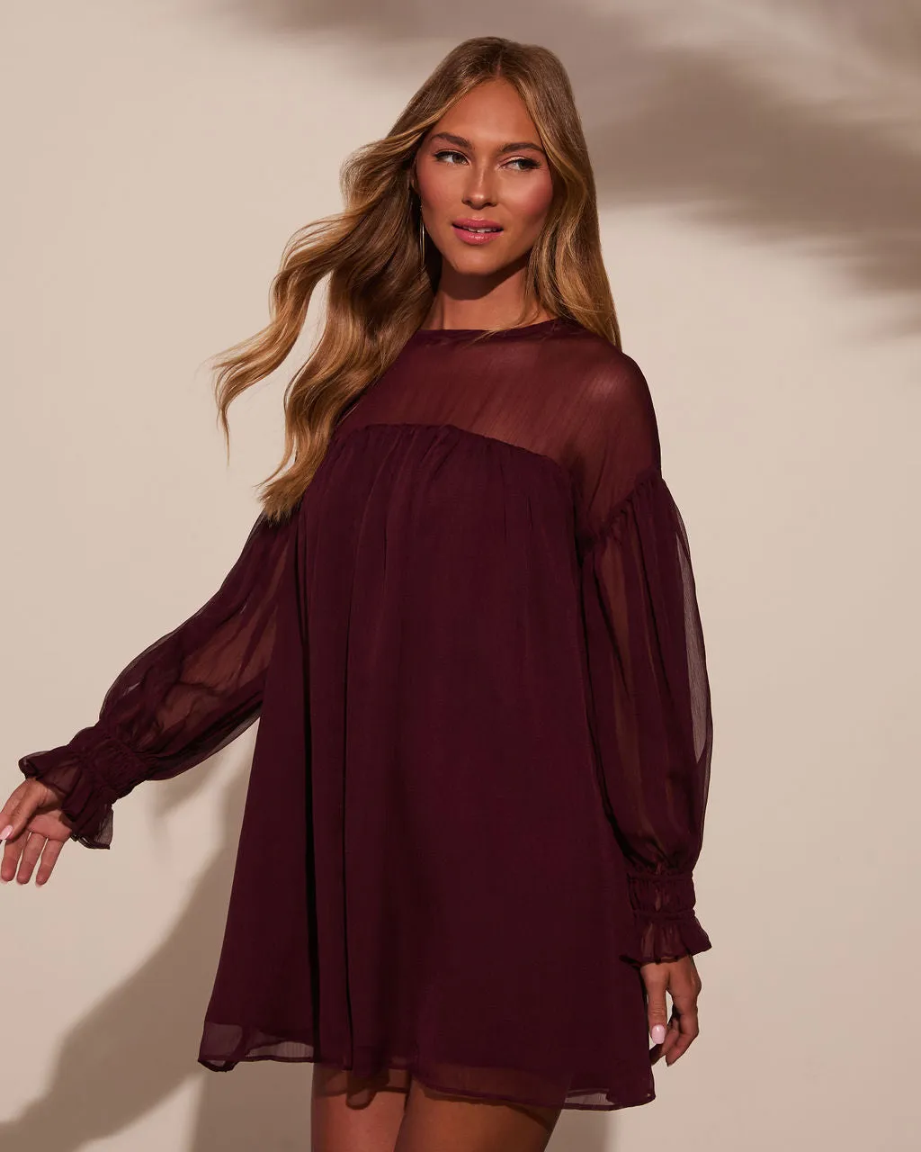 Sweet Soirée Chiffon Shift Mini Dress